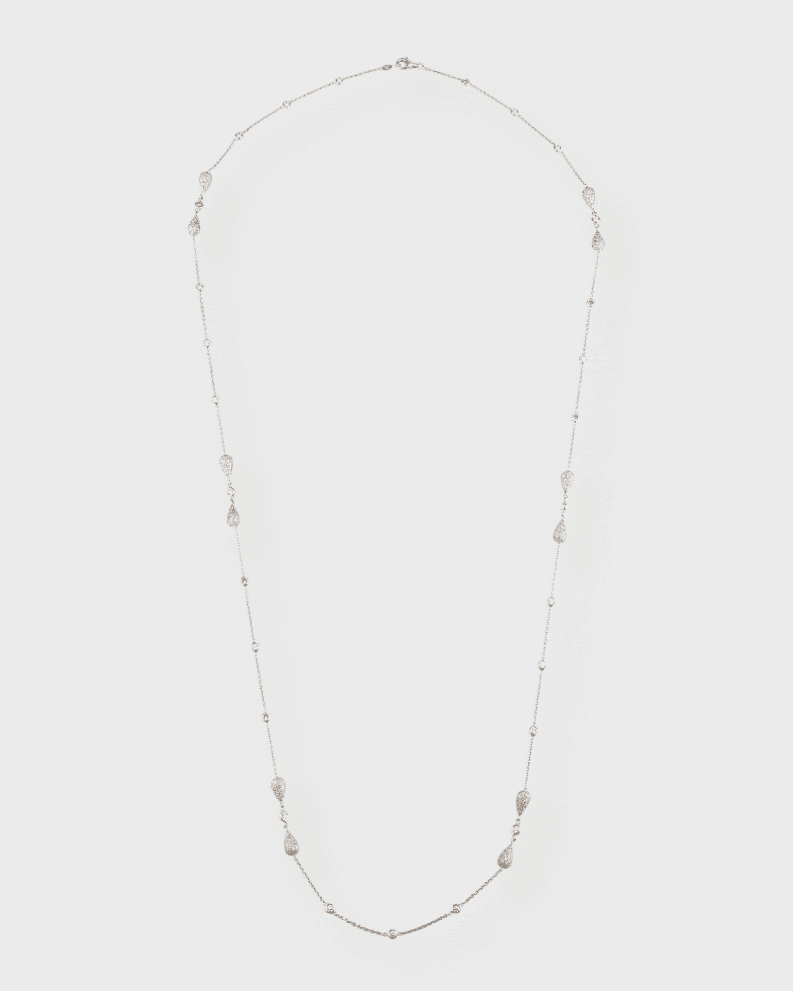 Estate 18K White Gold Diamond Bezel and Pave Diamond Cable Necklace, 32"L 0