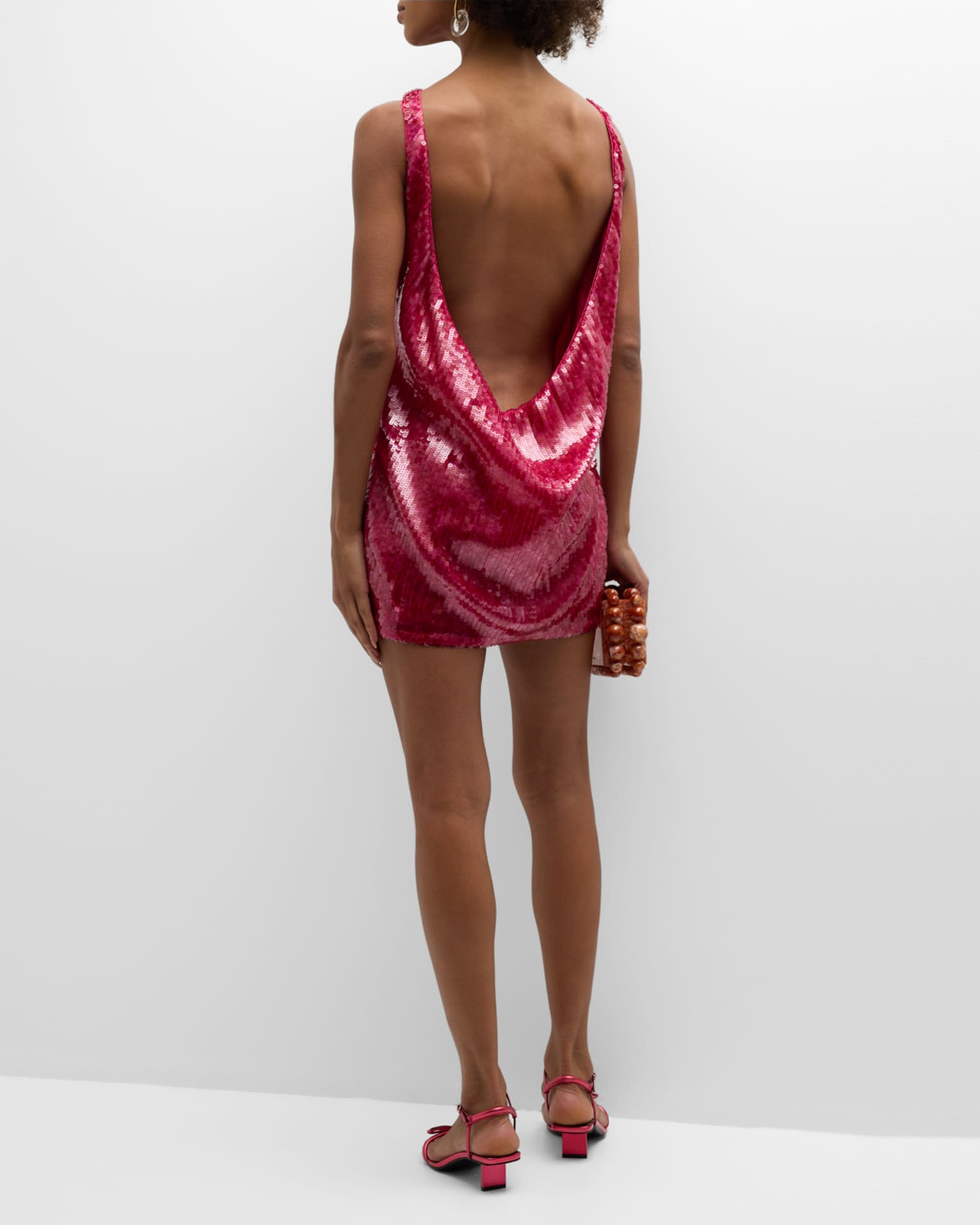 Cult Gaia Carletta Sequin Cowl-Back Mini Dress | Neiman Marcus