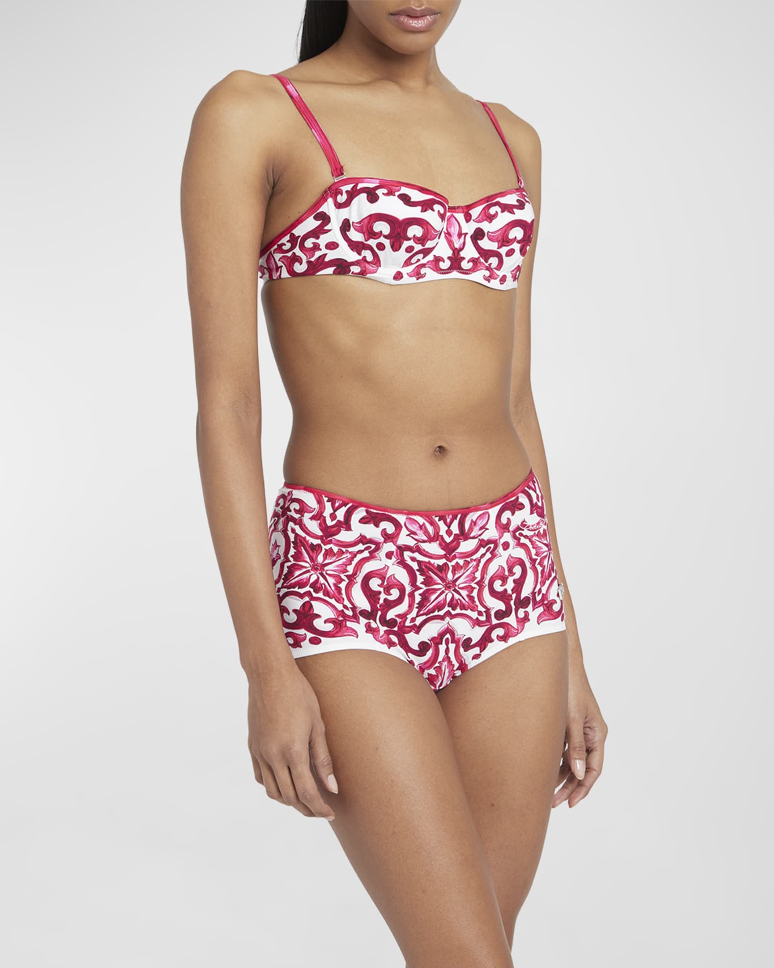 Dolce&Gabbana Majolica-Print Balconette Two-Piece Swimsuit | Neiman Marcus
