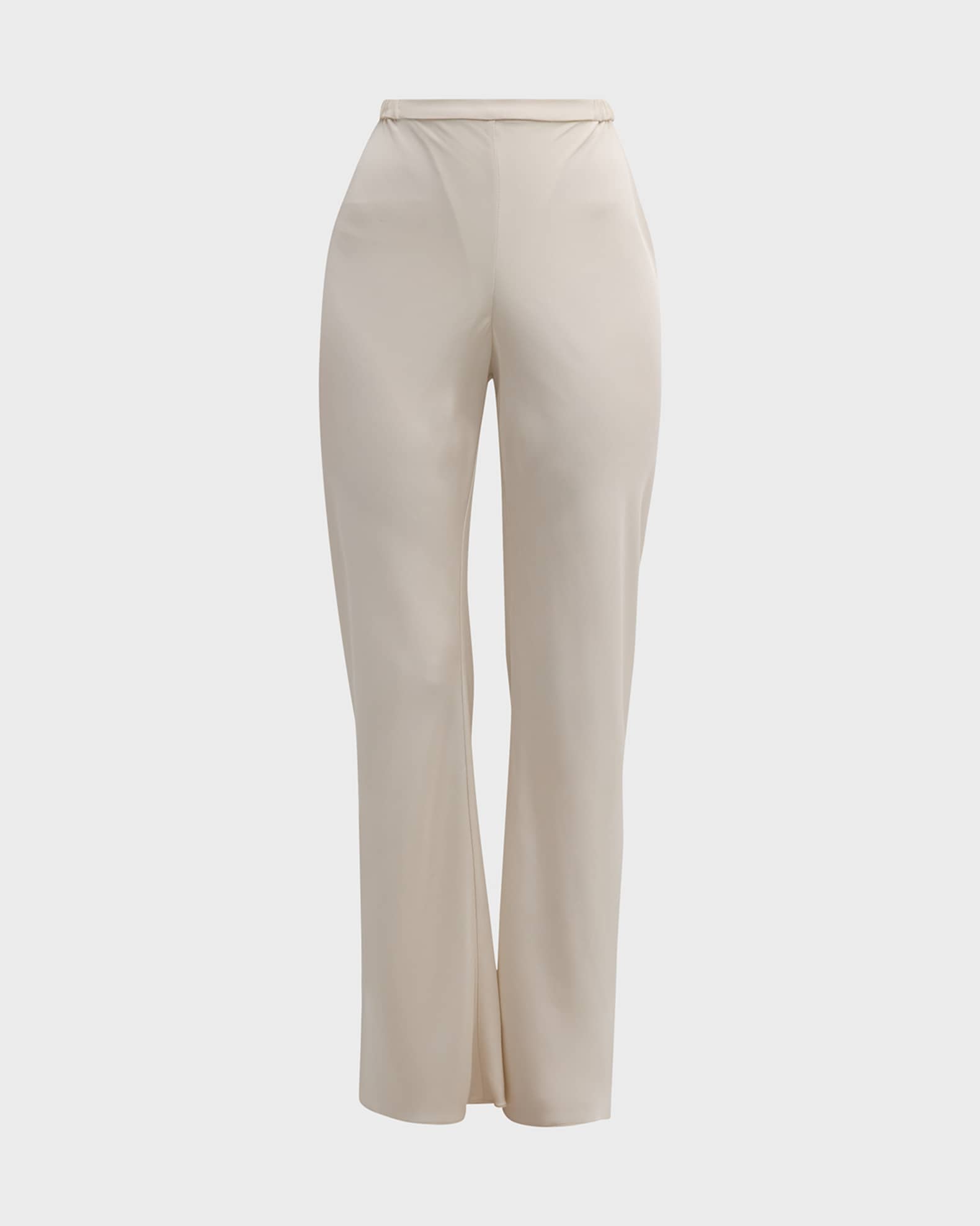 High-Rise Straight-Leg Silk Pants 0