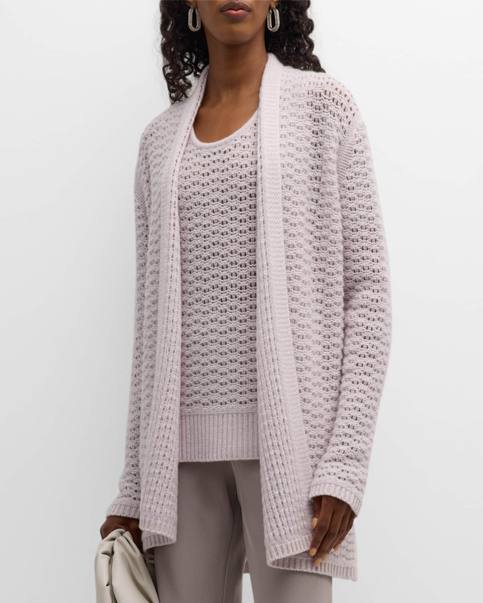 TSE Cashmere Recycled Cashmere Open-Stitch Cardigan | Neiman Marcus