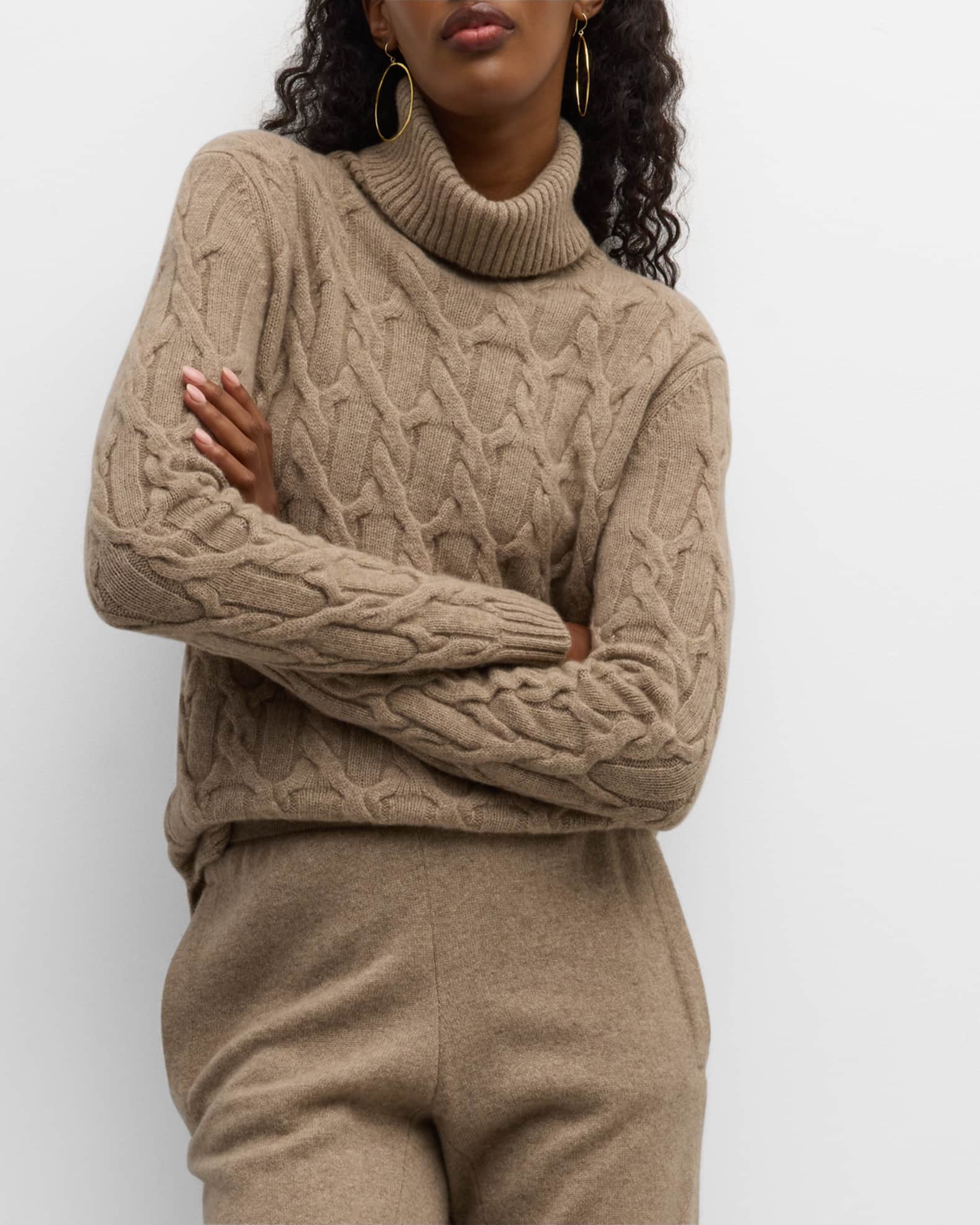 TSE Cashmere Recycled Cashmere Cable-Knit Turtleneck Sweater | Neiman ...