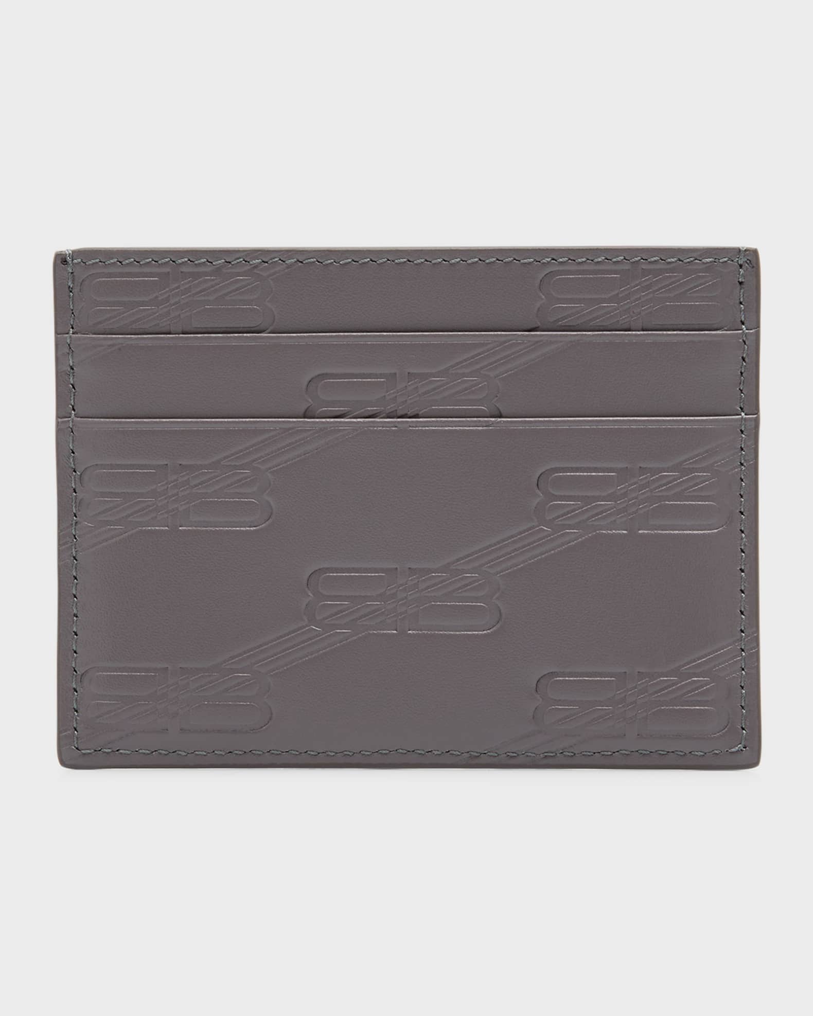 BOSS - Card holder in monogram-printed and embossed Italian leather