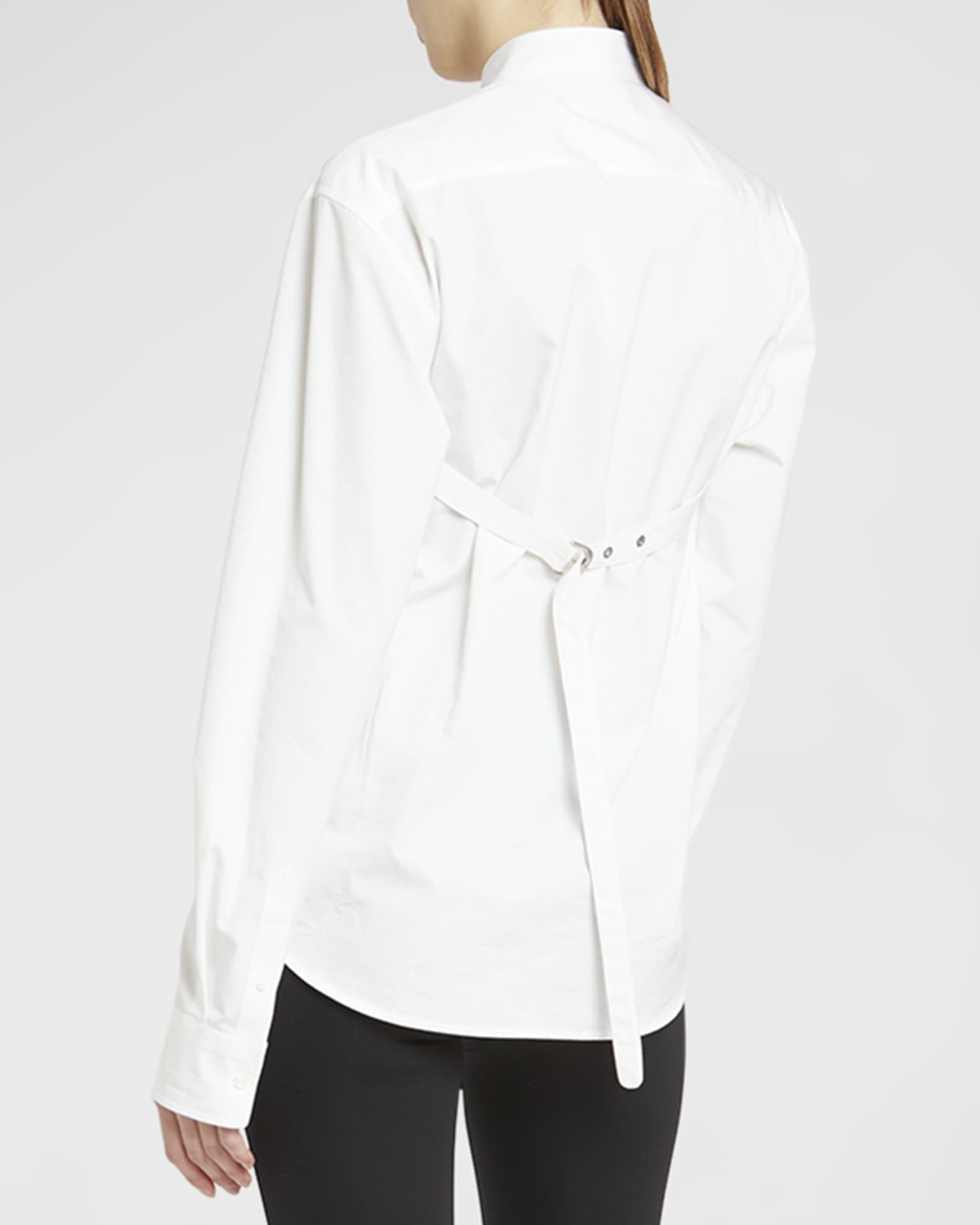 Poplin Cross Belt Button Front Shirt