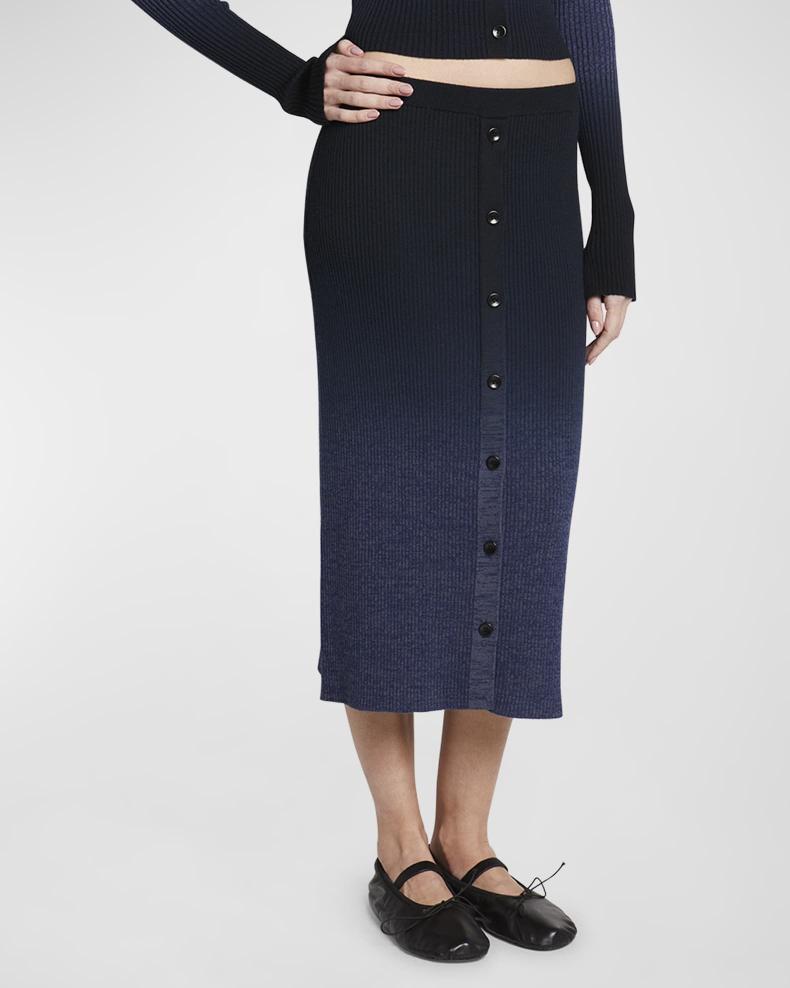 Button front shop knit skirt