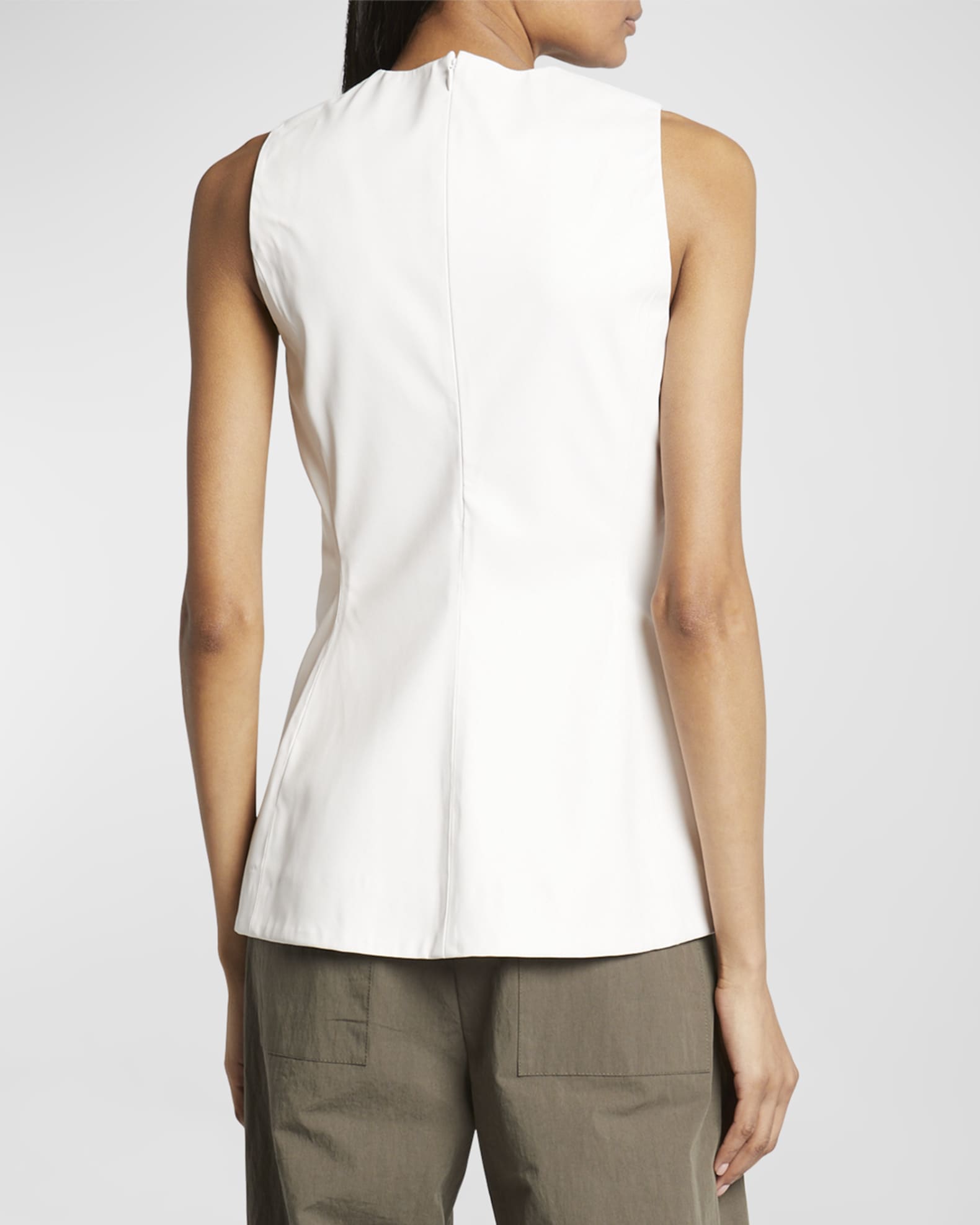 Proenza Schouler White Label Faux-Leather Sleeveless Drawstring