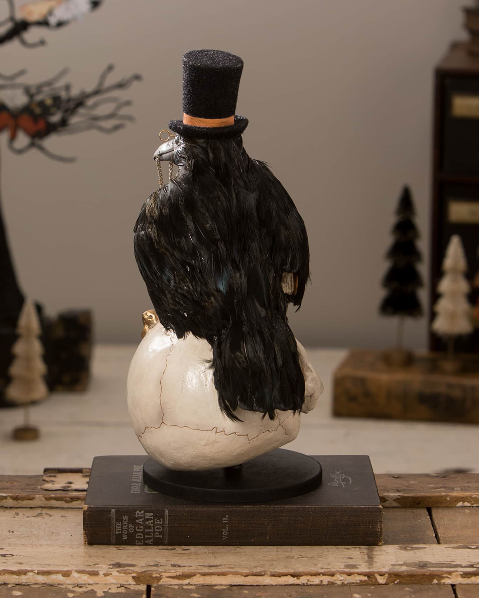 Bethany Lowe Midnight Crow on Skull Halloween Decoration Neiman Marcus