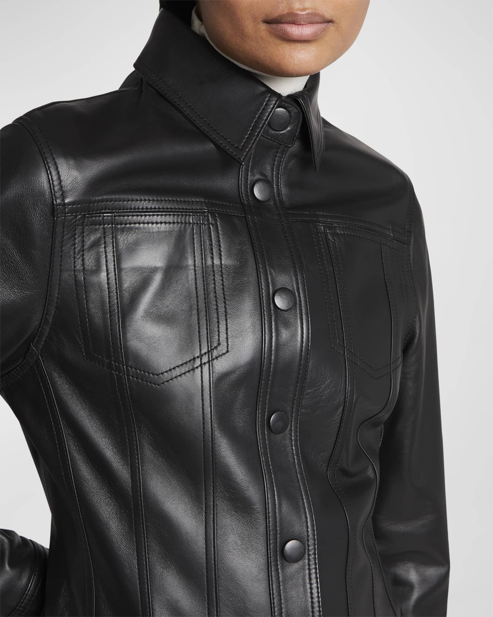 Proenza Schouler White Label Fitted FauxLeather Jacket Neiman Marcus