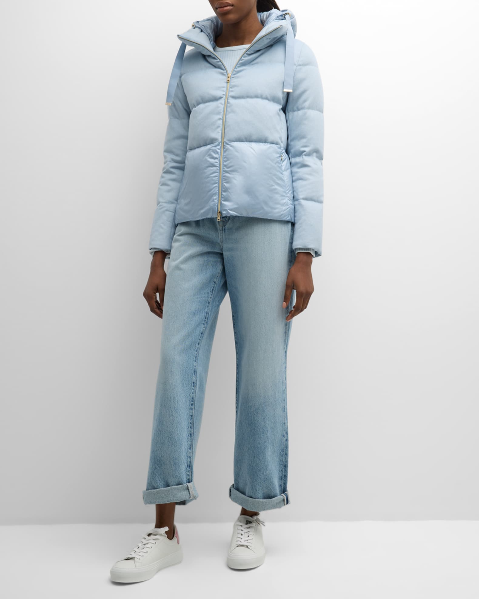 Herno Cashmere and Nylon Mixed Media Puffer Jacket Neiman Marcus