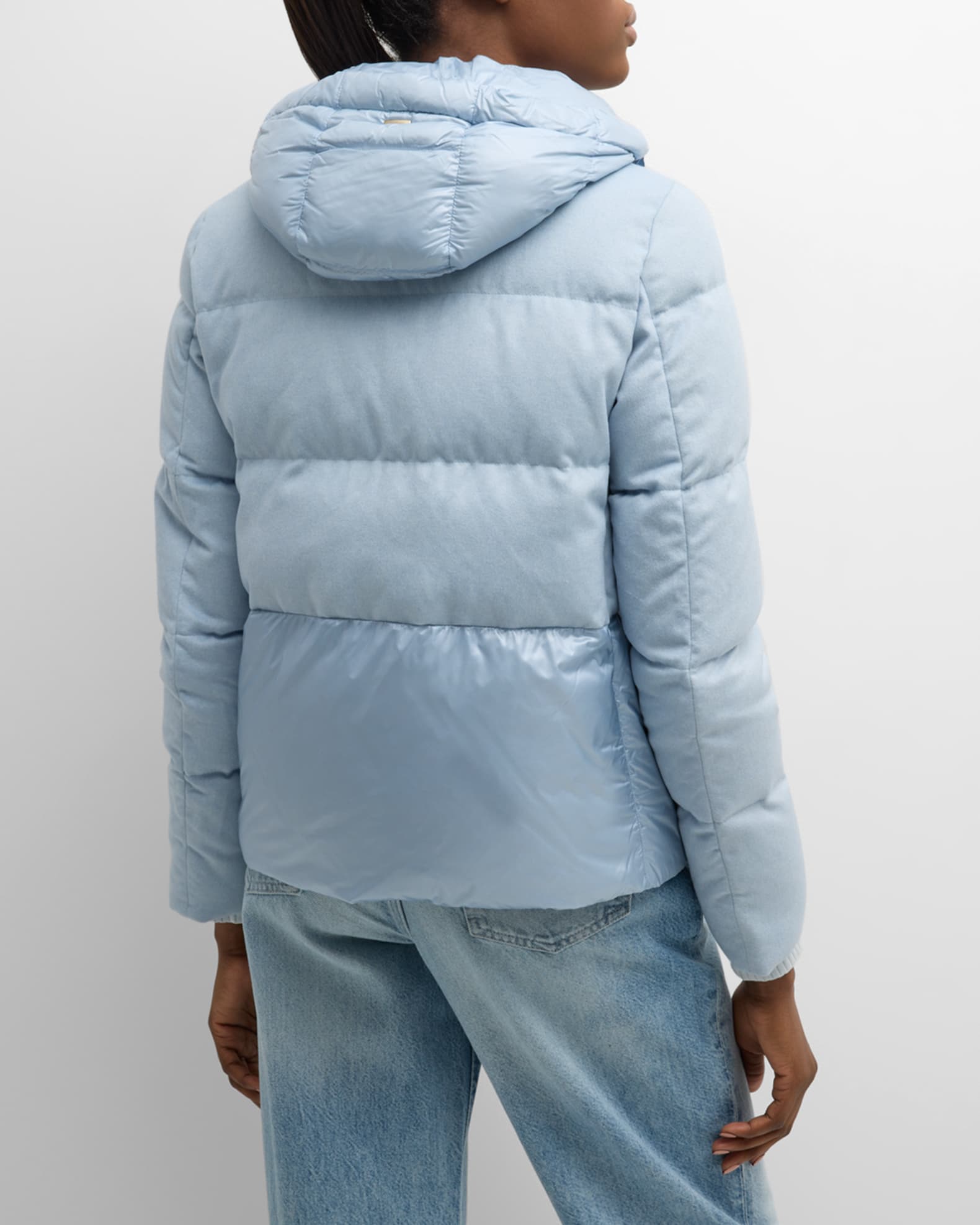 Herno Cashmere and Nylon Mixed Media Puffer Jacket Neiman Marcus