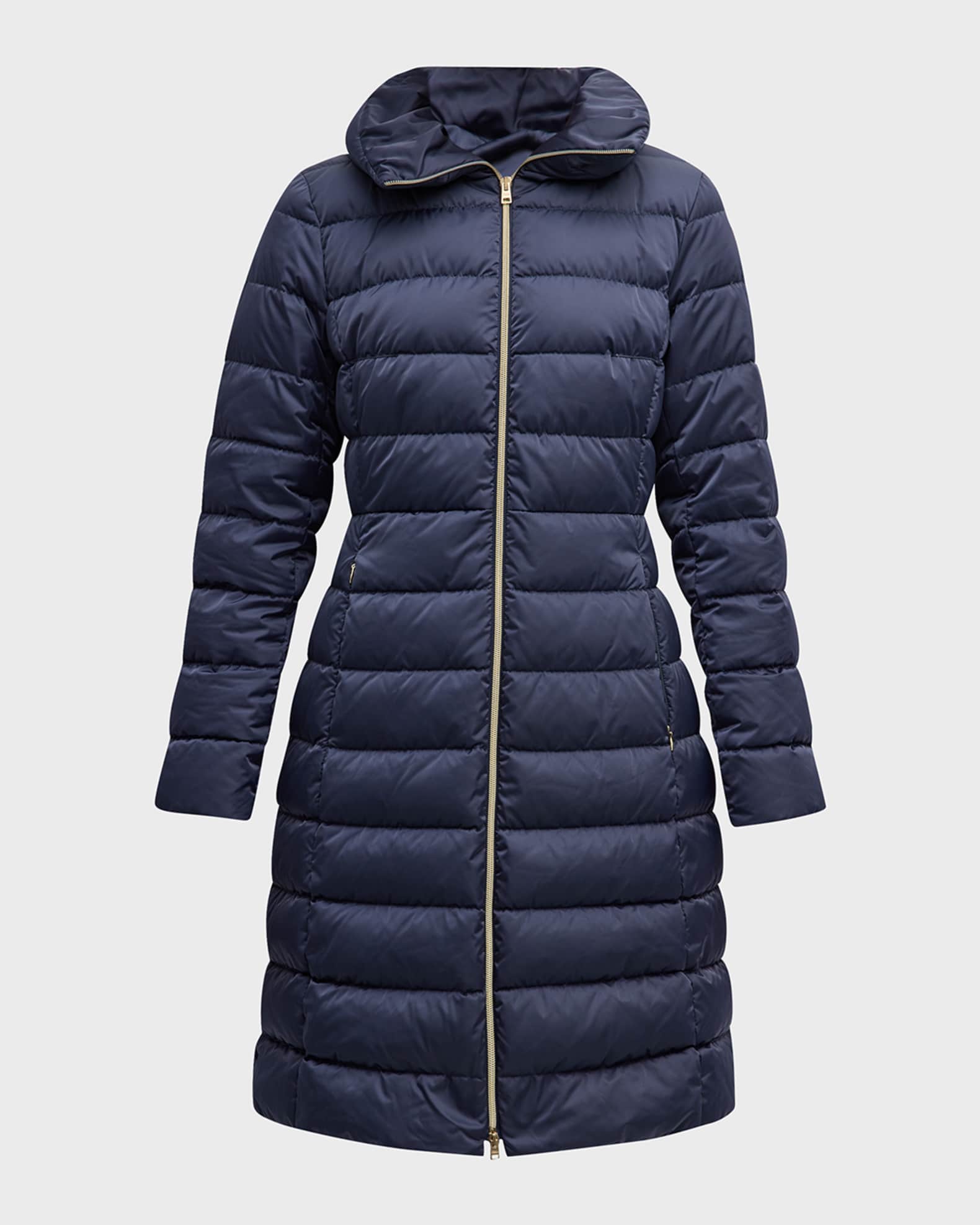Sateen Nylon A-Line Hooded Coat main image 0