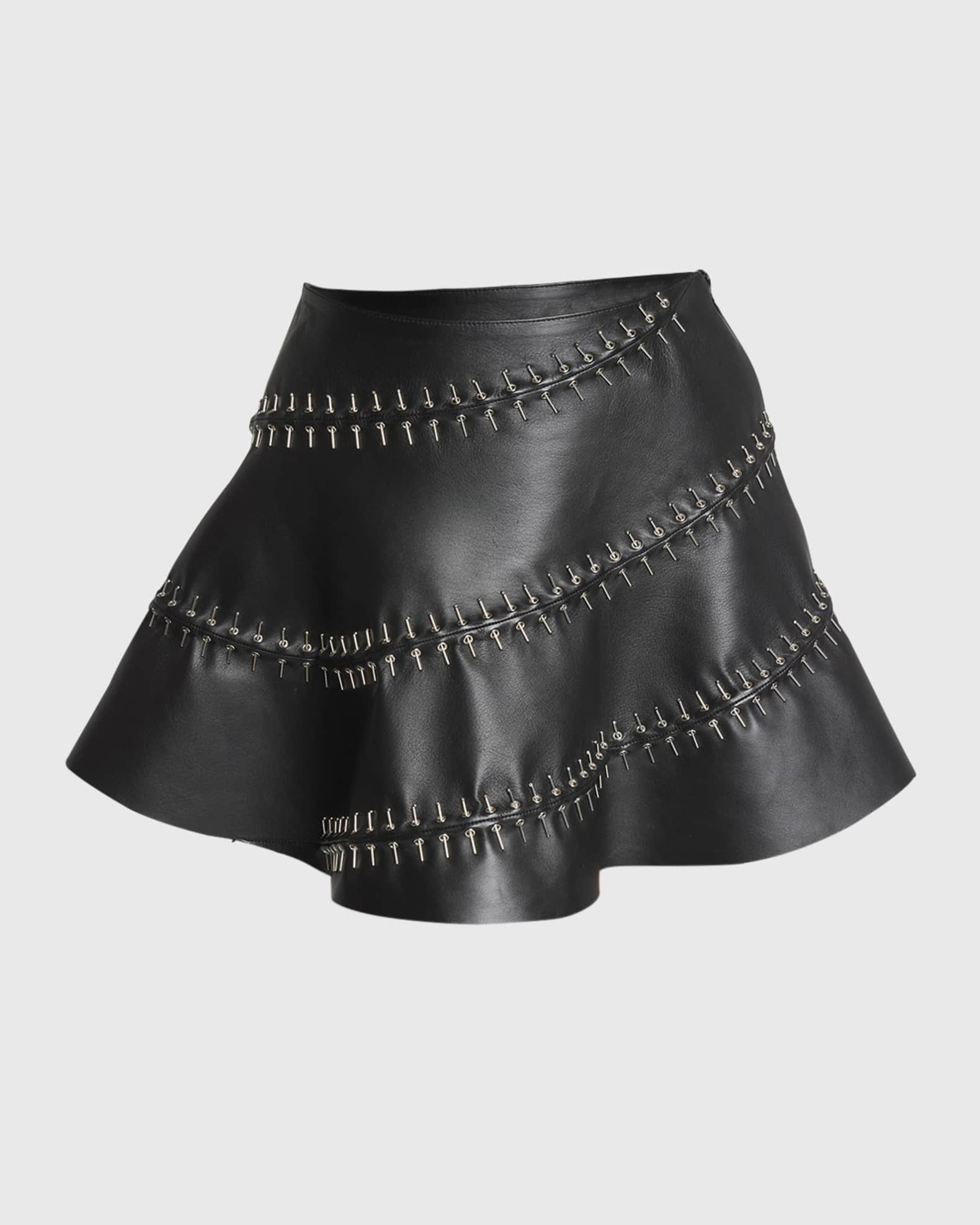 Embroidered leather online skirt