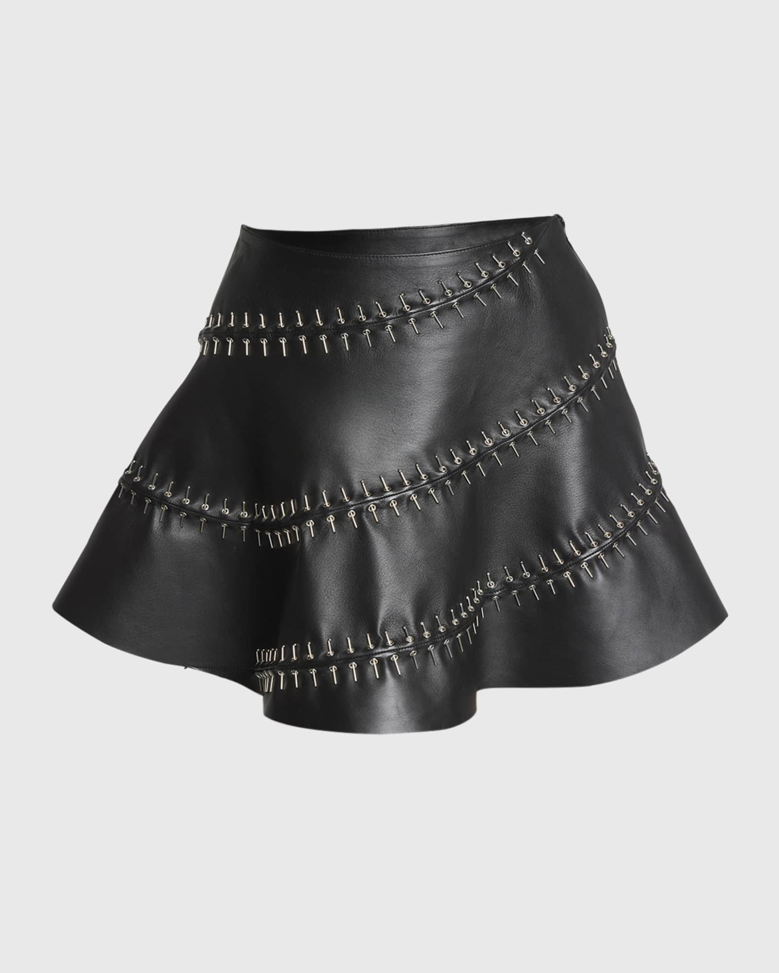 ALAÏA Women's Leather Skater Skirt