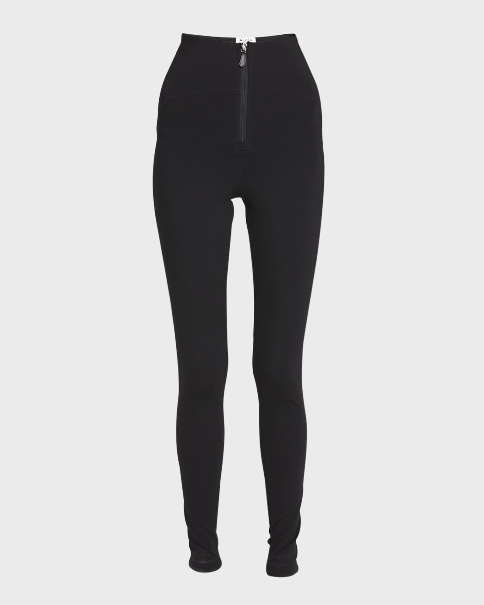 Black High-rise stretch-jersey leggings, Moncler