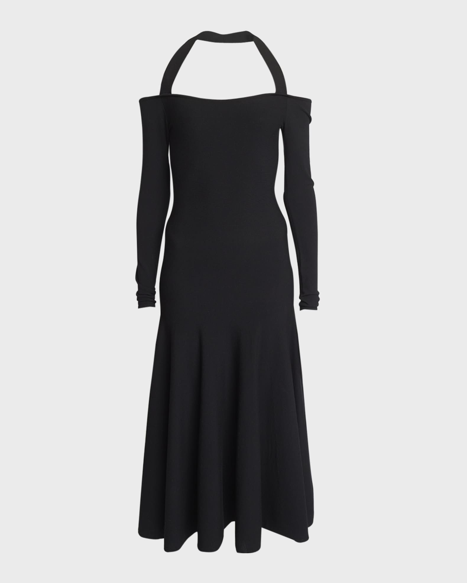 Off The Shoulder Fit Flare Halter Midi Dress