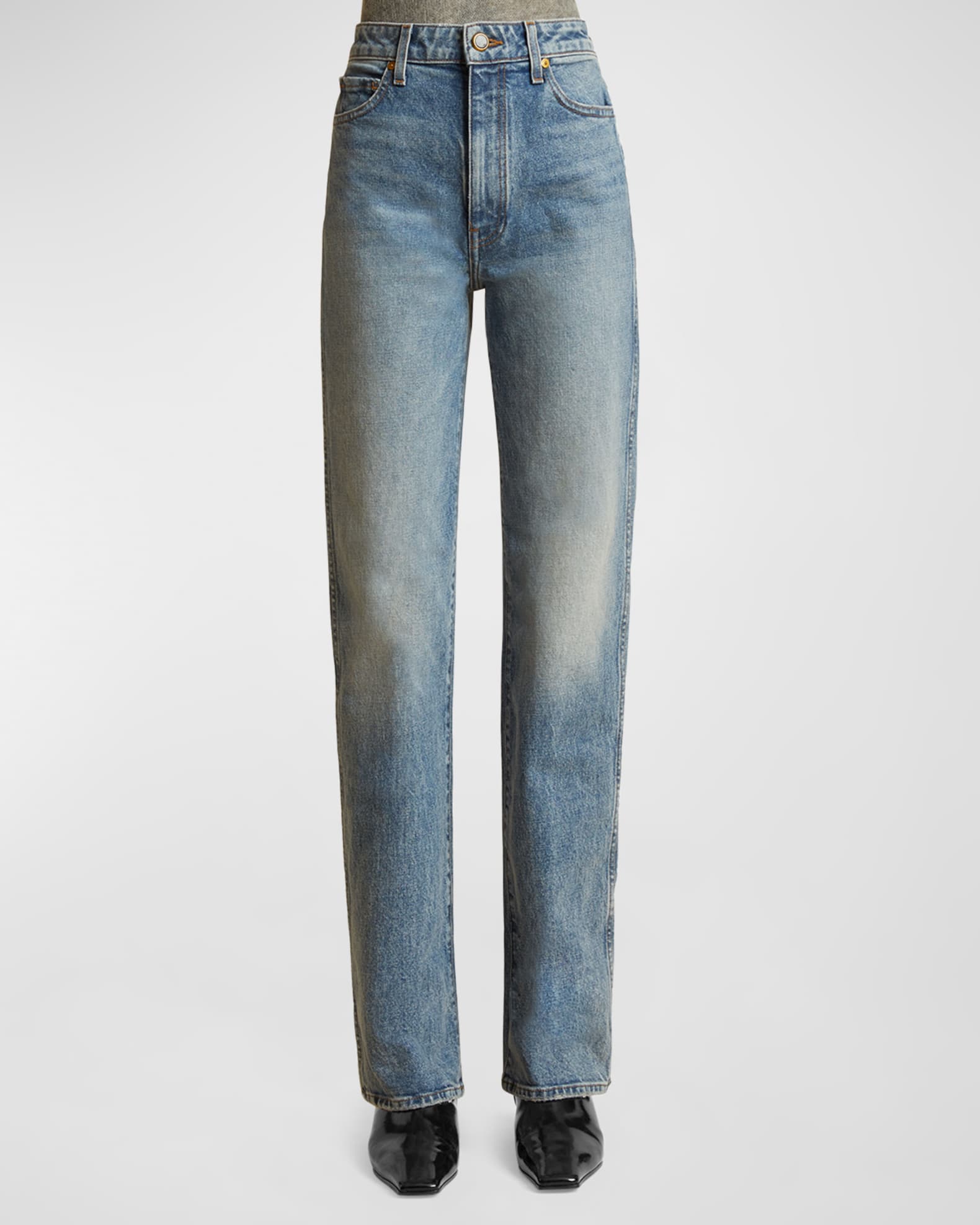 【KHAITE】danielle high-rise straight-leg ジーンズ Khaite Danielle High-Rise Straight-Leg Jeans | Neiman Marcus
