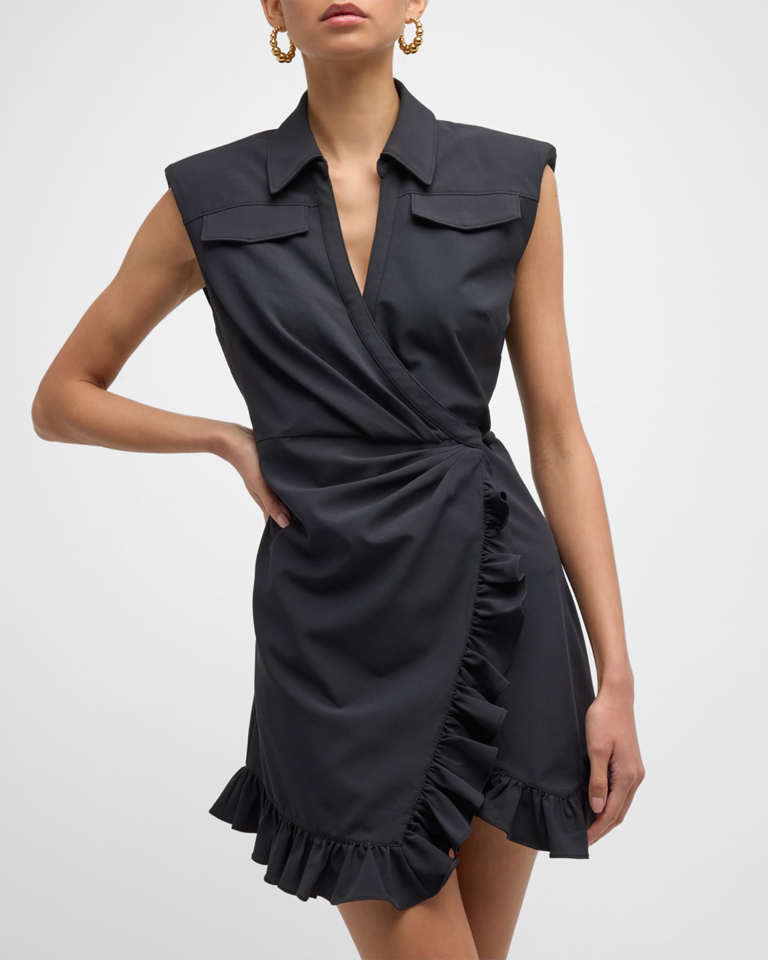 minu　ドレス Cinq a Sept Zenni Sleeveless Mini Shirtdress | Neiman Marcus