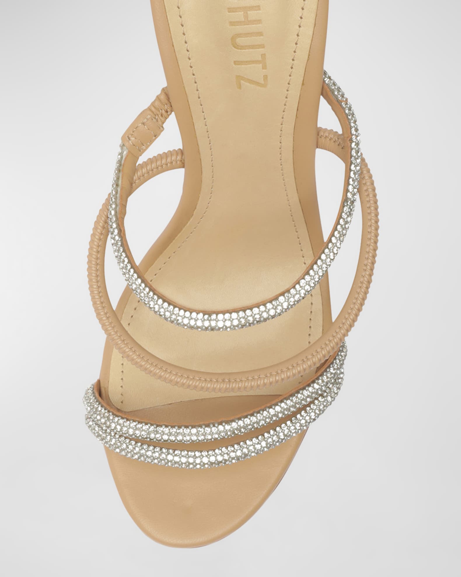 Schutz Whiteley Leather Crystal Sandals | Neiman Marcus