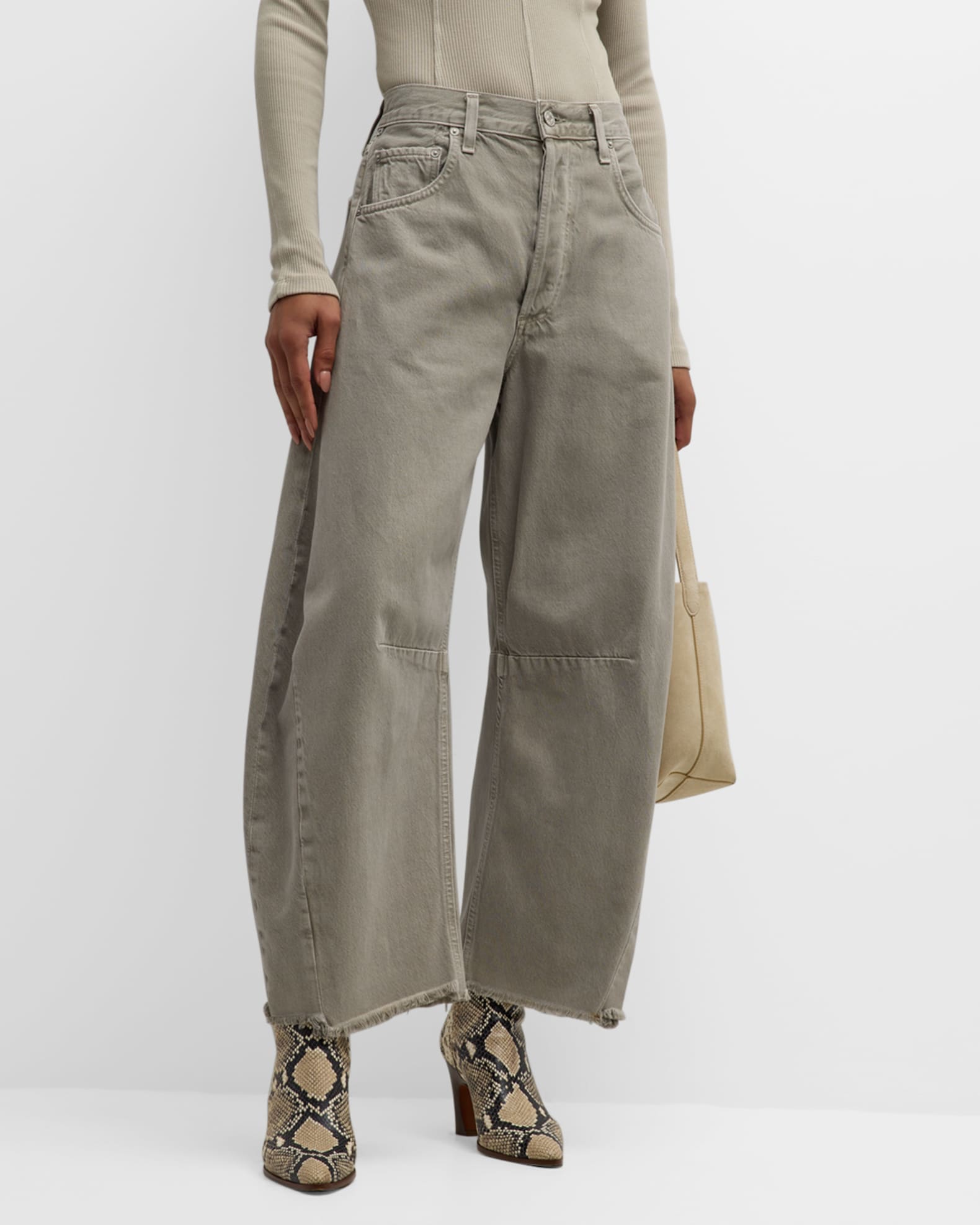 Citizens of Humanity Horseshoe Wide-Leg Cropped Jeans | Neiman Marcus
