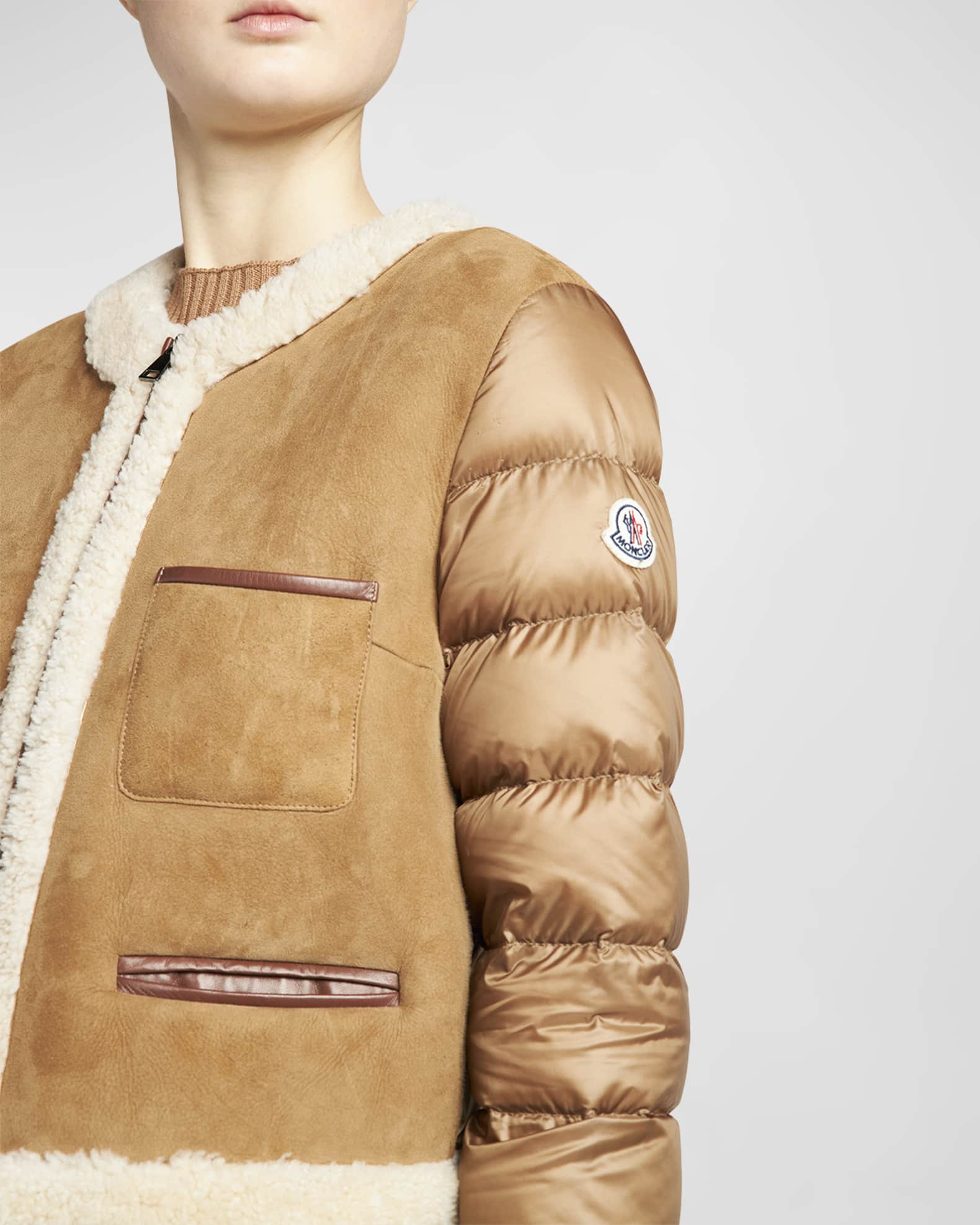 Moncler shearling jacket new arrivals