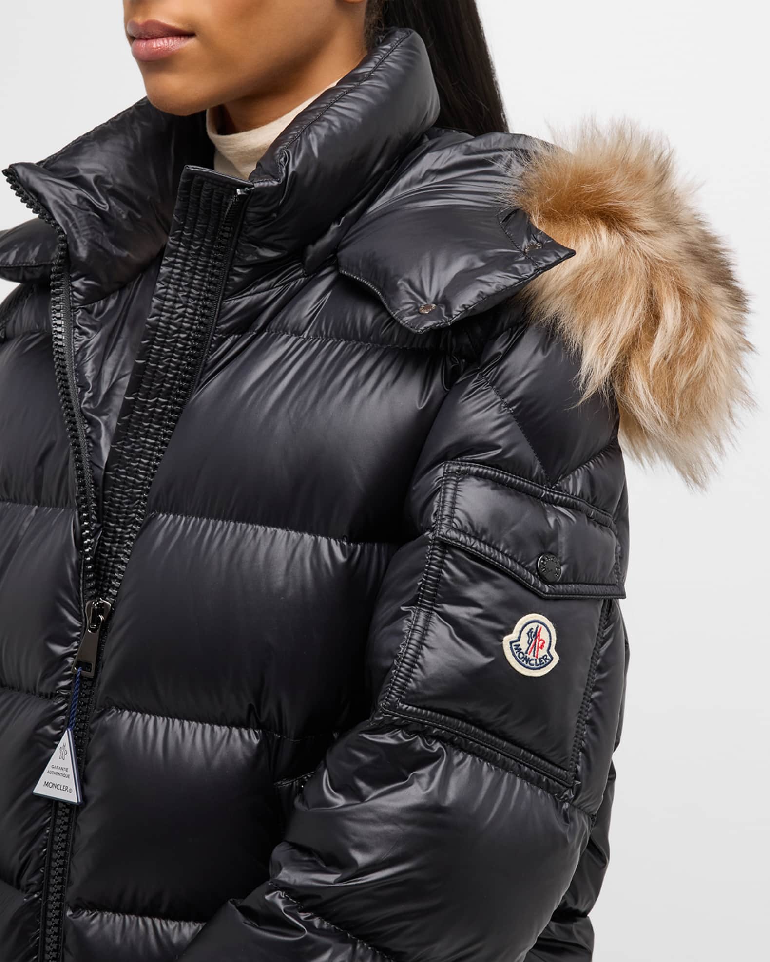 Moncler jacket with fur hood cheap