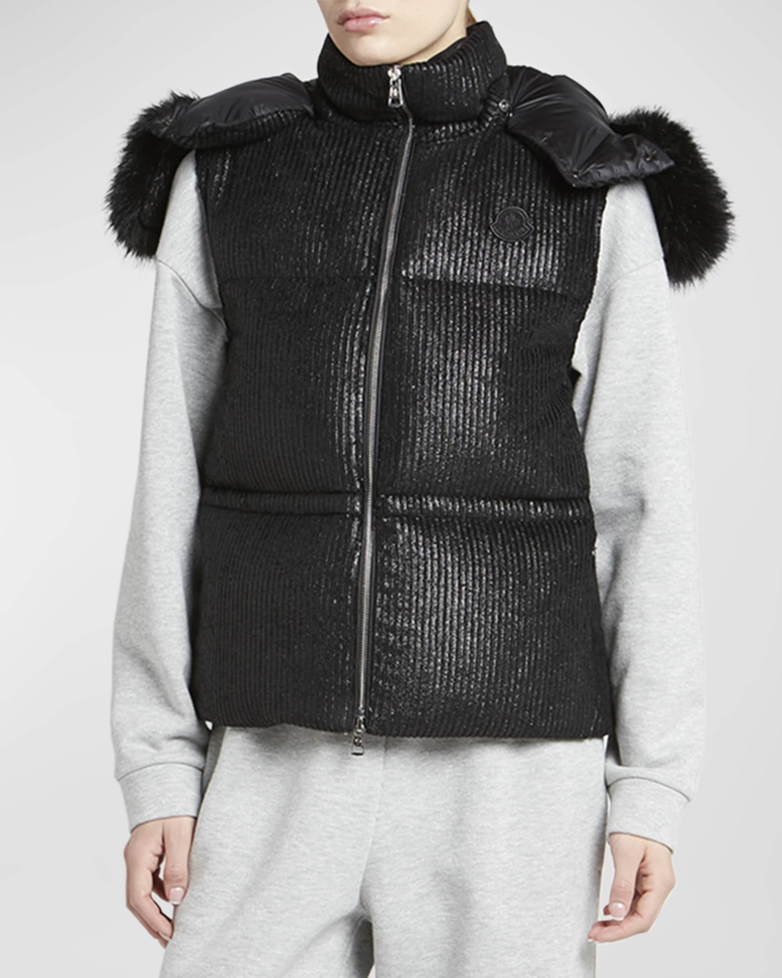 Moncler Mergule Puffer Vest with Faux Fur Hood | Neiman Marcus