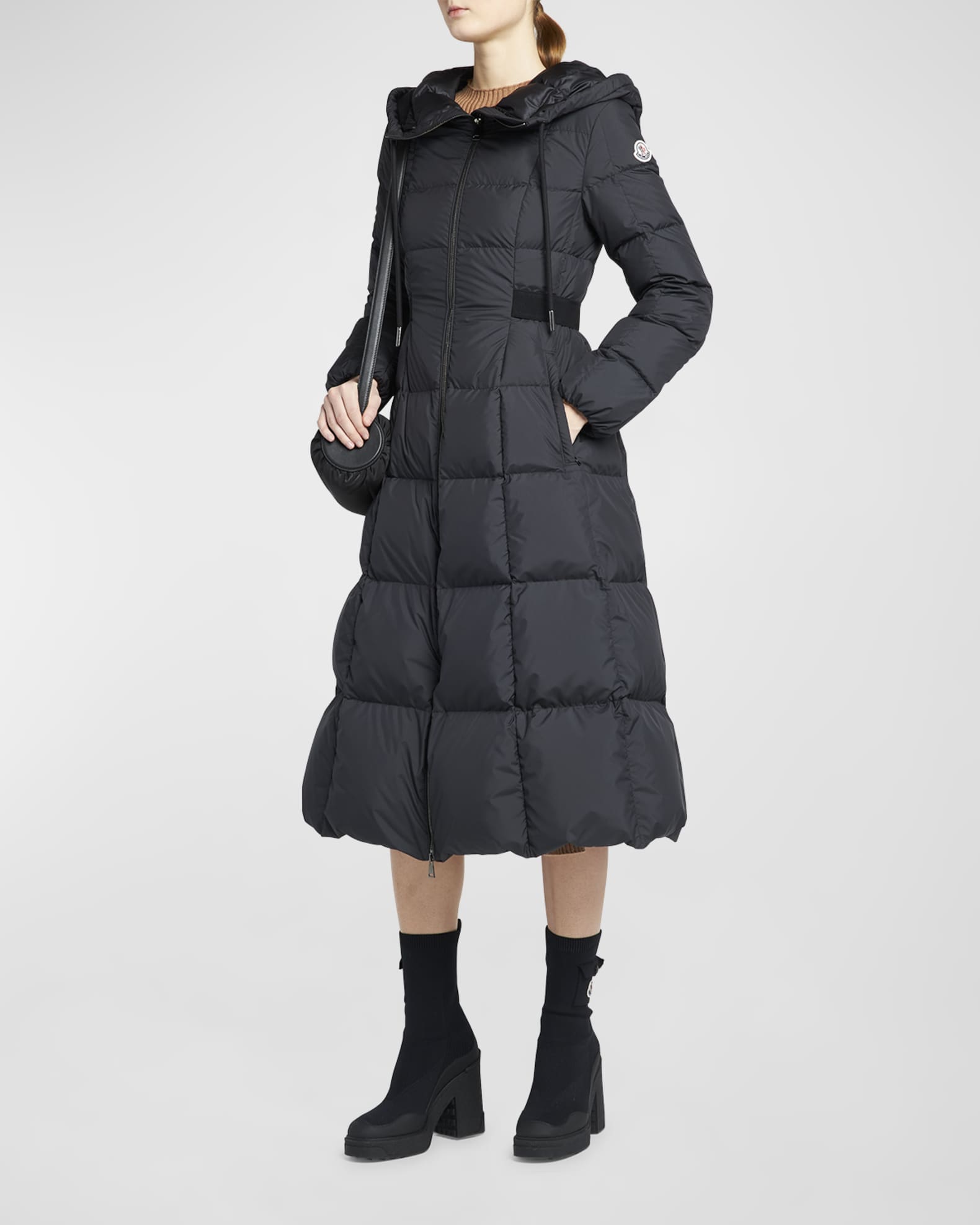 Moncler faucon fitted puffer coat shop