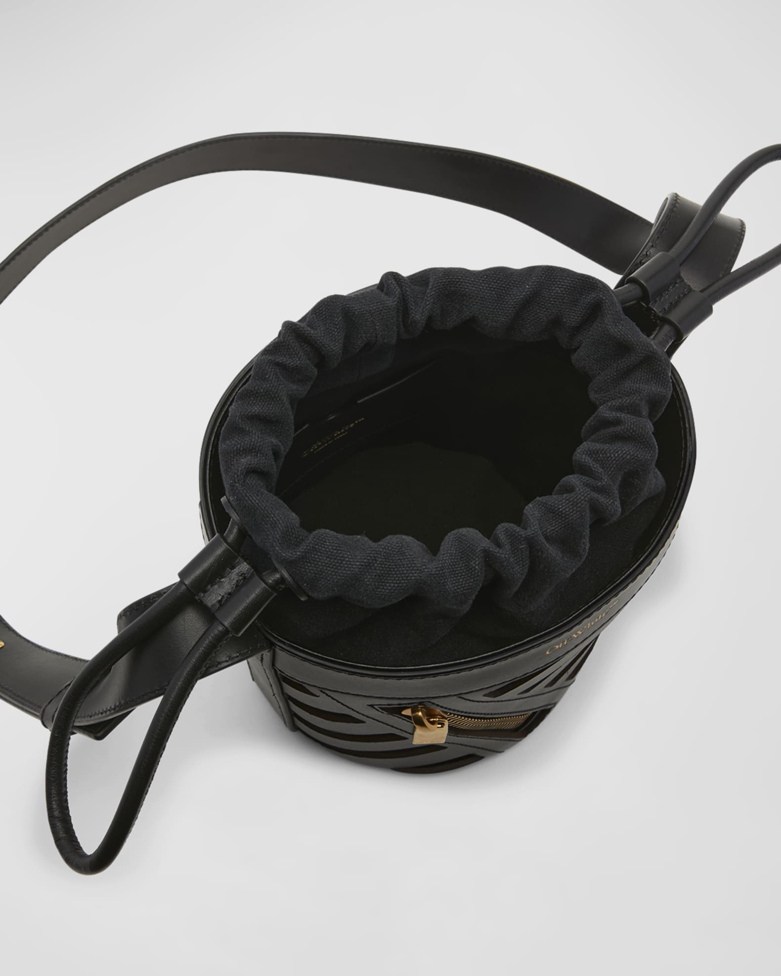 OffWhite Cutout Diagonal Leather Bucket Bag Neiman Marcus