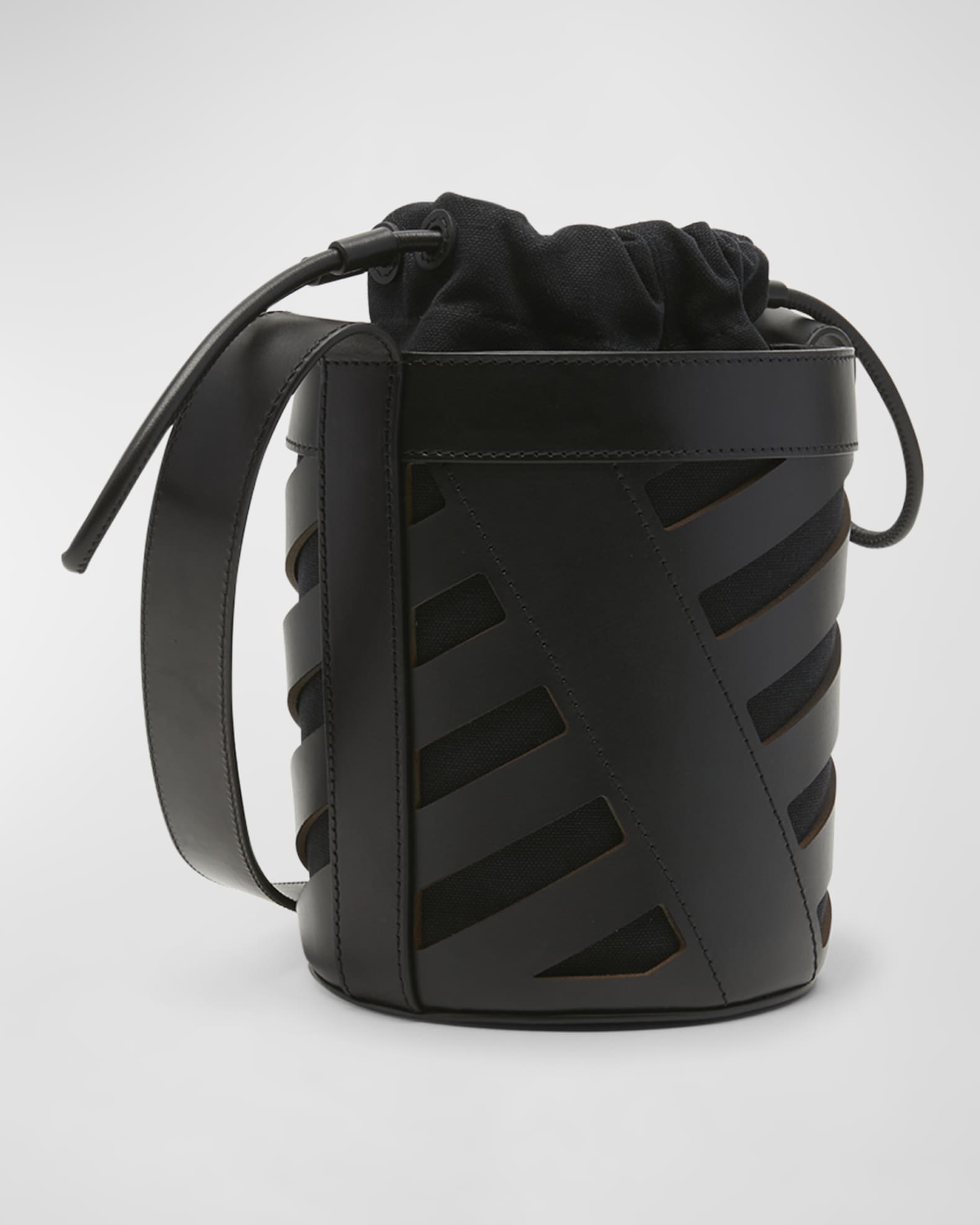 OffWhite Cutout Diagonal Leather Bucket Bag Neiman Marcus