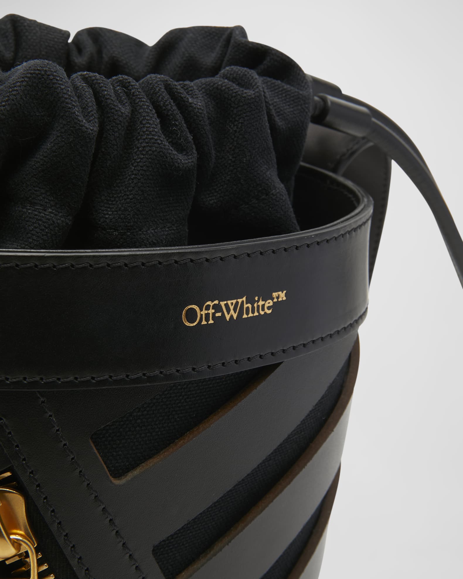 OffWhite Cutout Diagonal Leather Bucket Bag Neiman Marcus