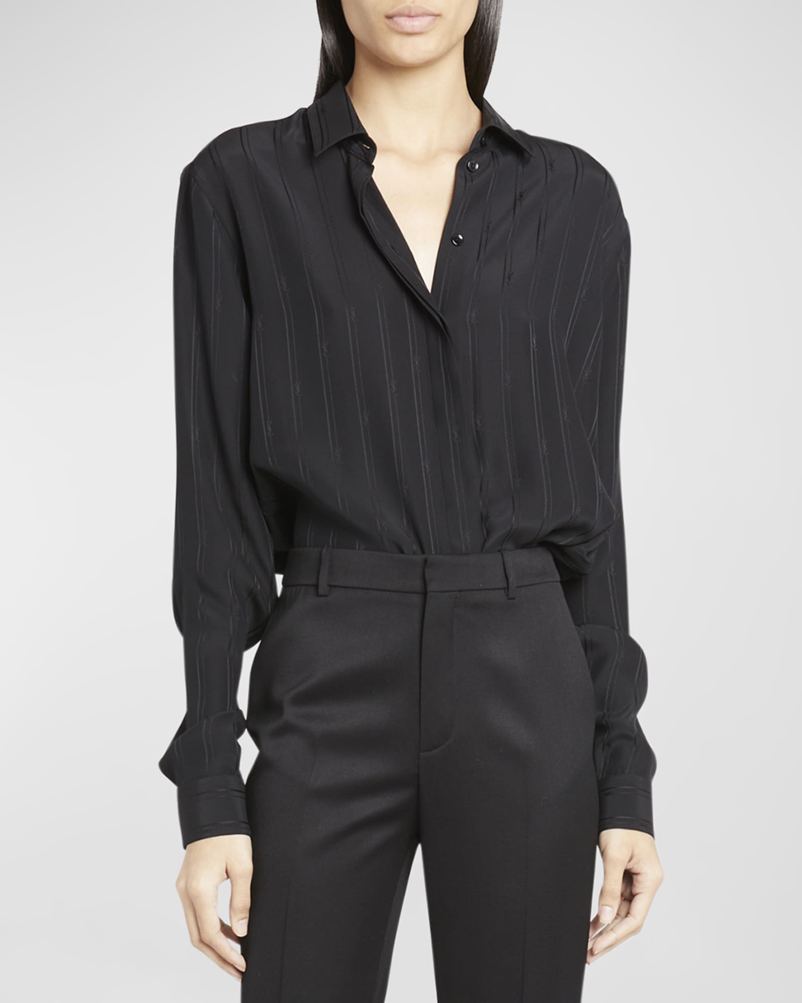 Saint Laurent striped silk shirt - Black