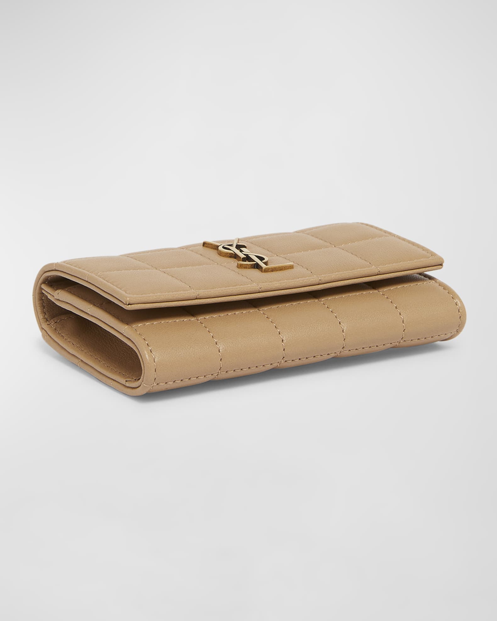Saint Laurent Cassandra YSL Card Holder in Quilted Leather Neiman Marcus