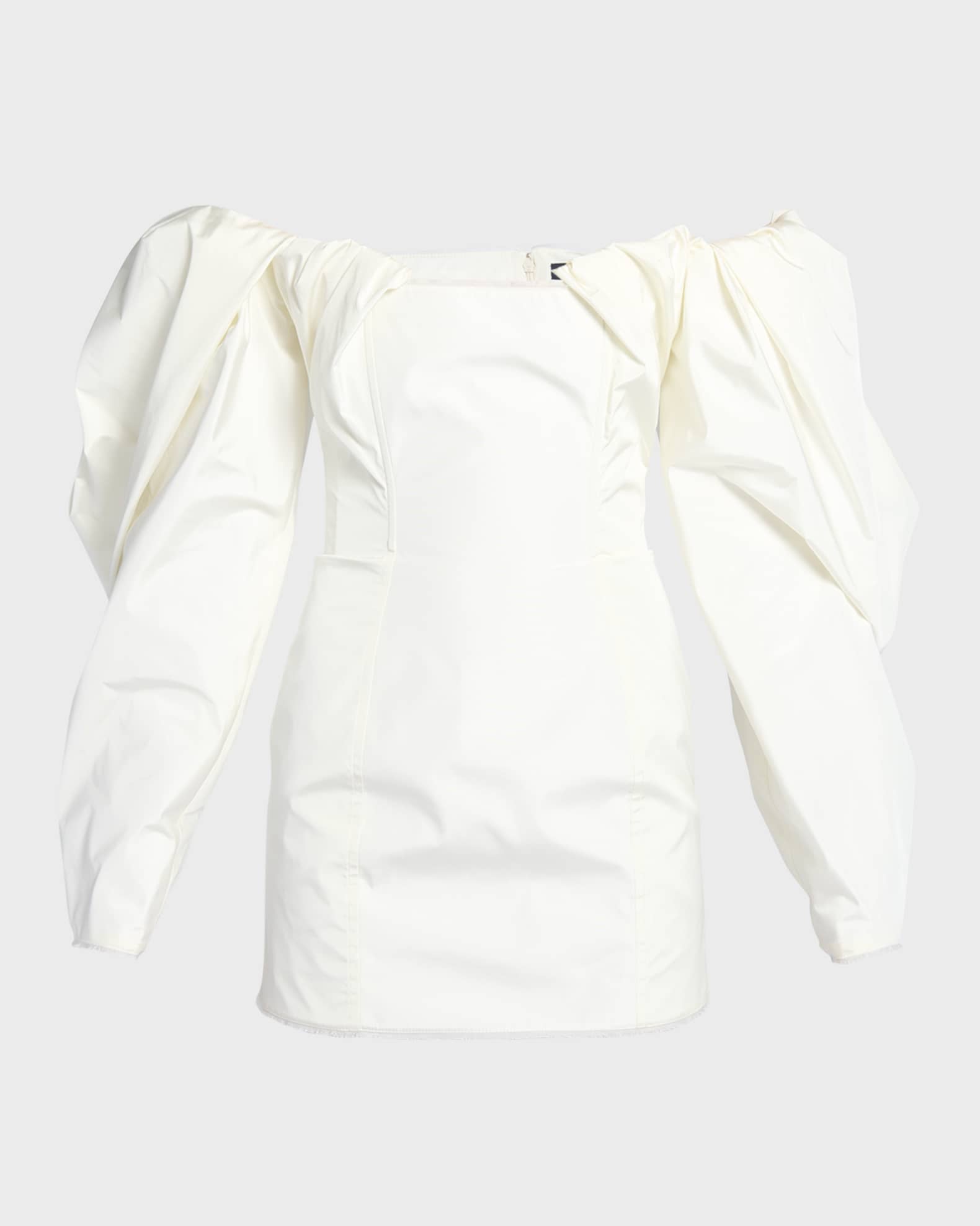 Jacquemus Puff-Sleeve Taffeta Mini Dress | Neiman Marcus