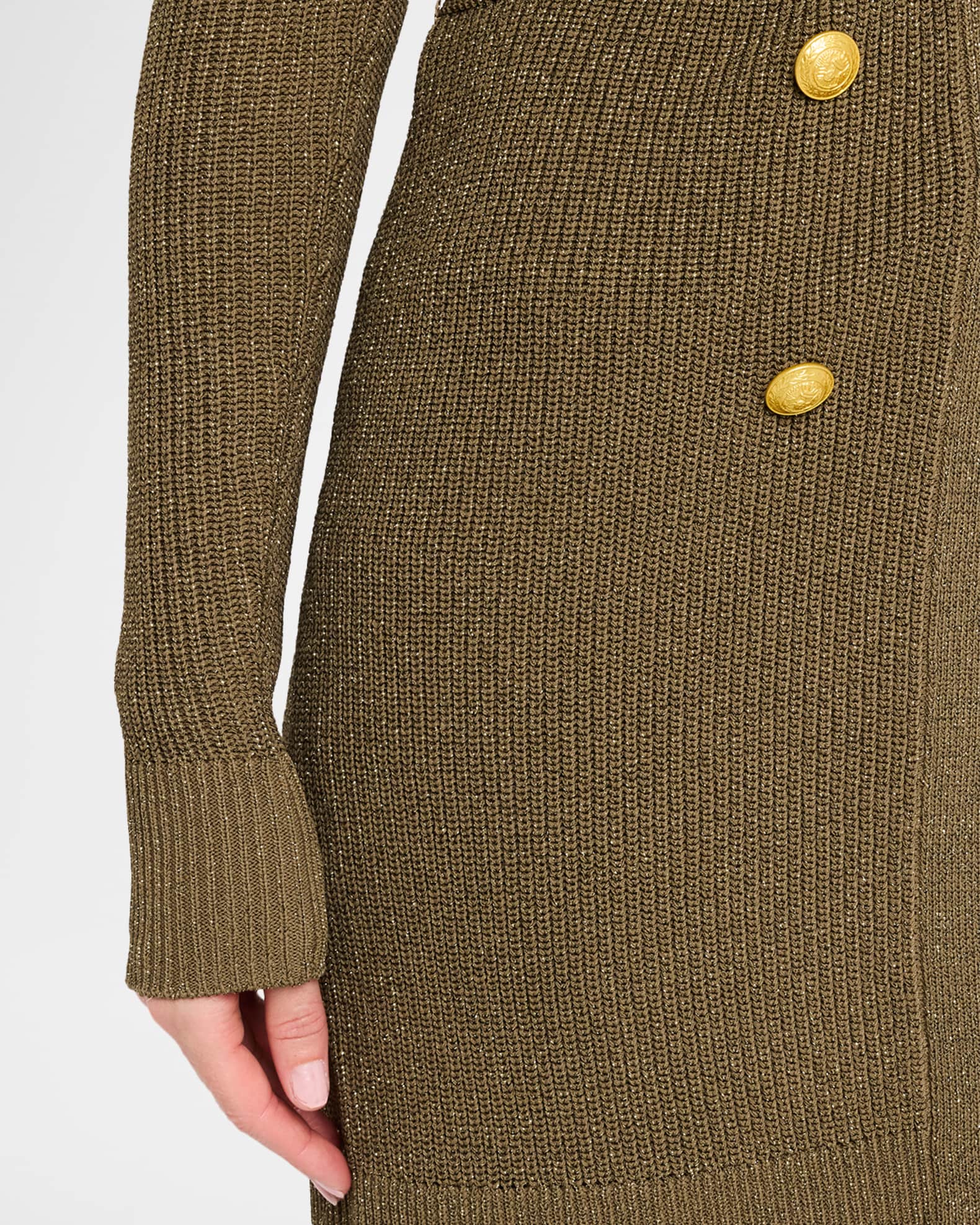 L'Agence Noe Double-Breasted Metallic-Knit Cardigan | Neiman