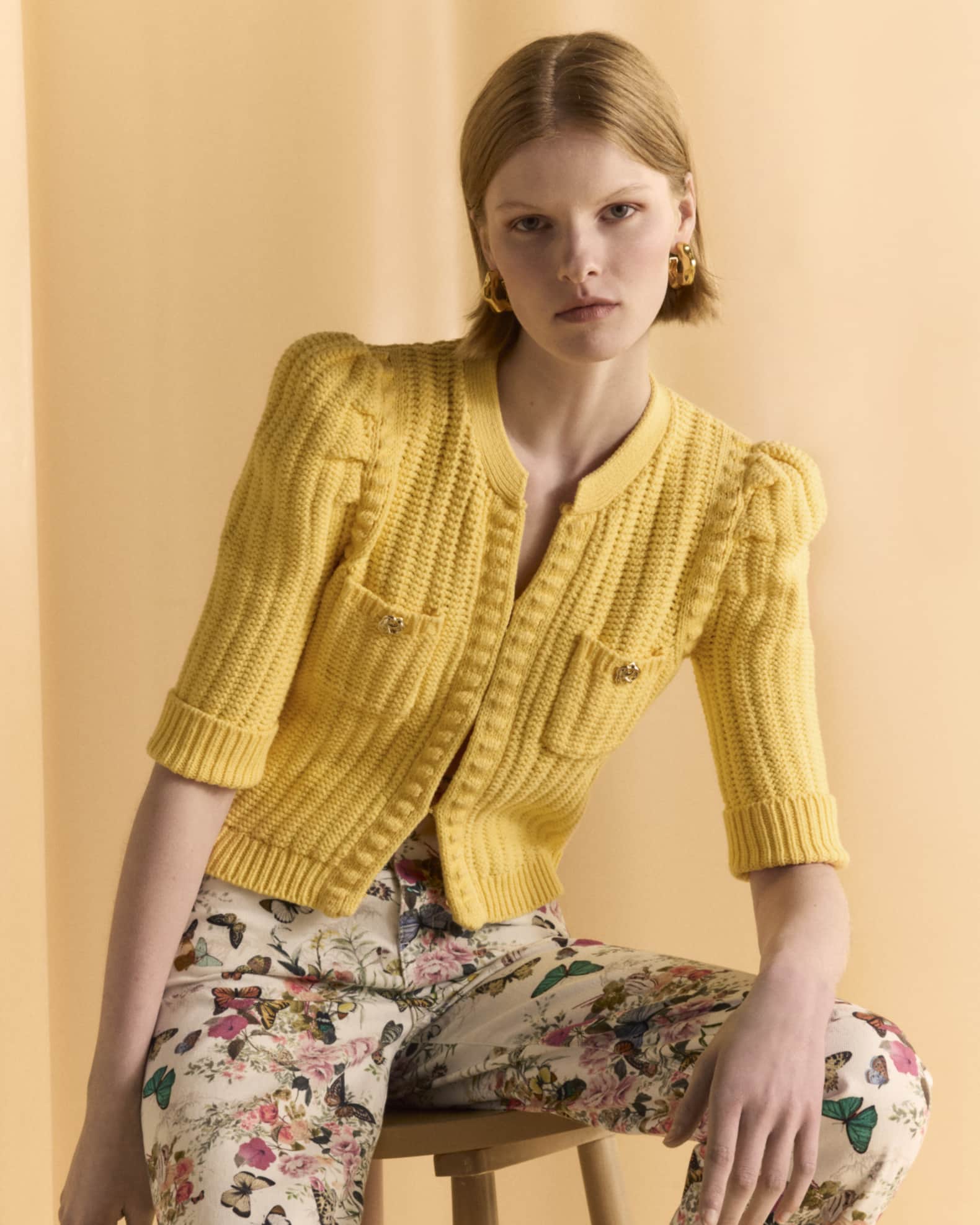 Delilah Cardigan - Camel Plaid