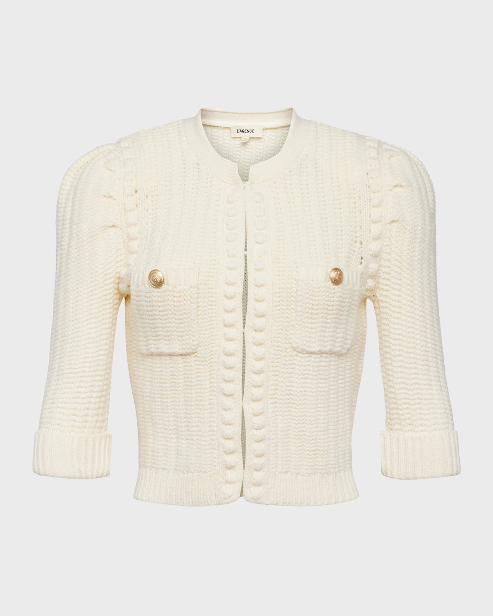 L'Agence Delilah Cropped Textured Cardigan | Neiman Marcus