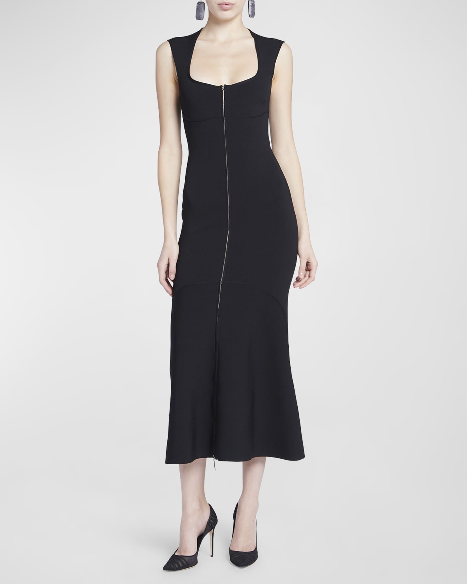 ARMANI Womens Zippered Long Sleeve Jewel Neck Above The Knee Wear To Work Sheath Dress main image 1