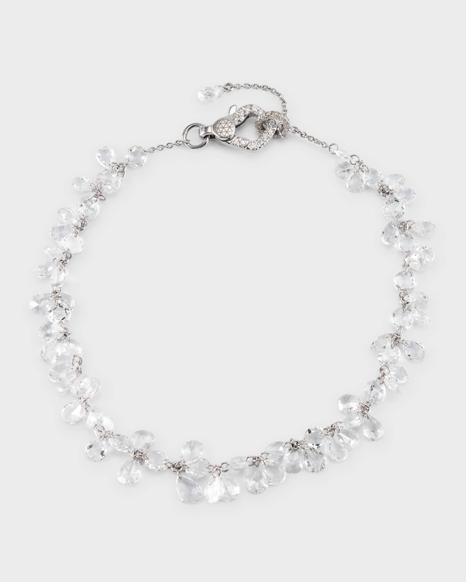 64 Facets 18K White Gold Diamond Cluster Tennis Bracelet Neiman Marcus