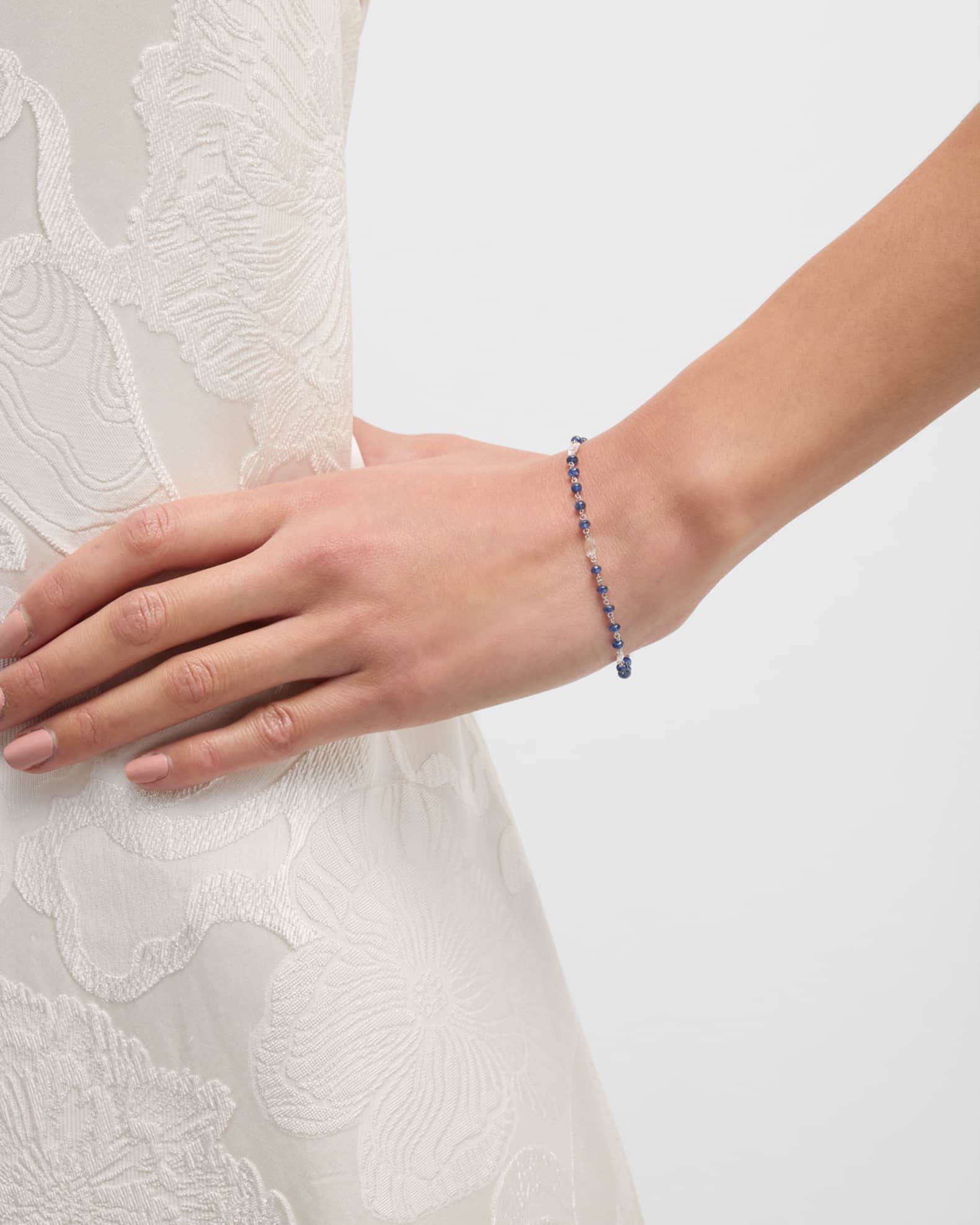 18K White Gold Diamond and Sapphire Tennis Bracelet 1