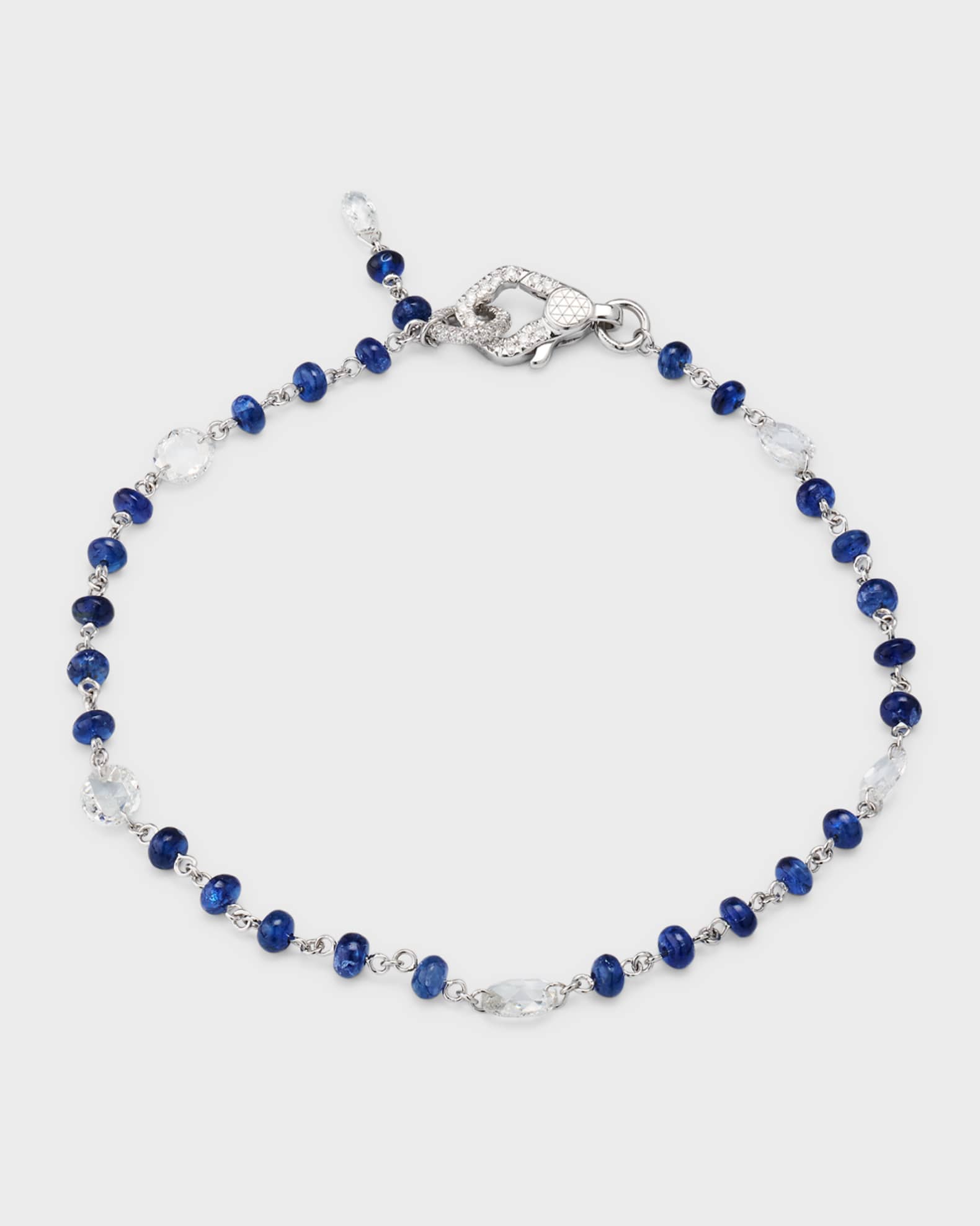 18K White Gold Diamond and Sapphire Tennis Bracelet 0