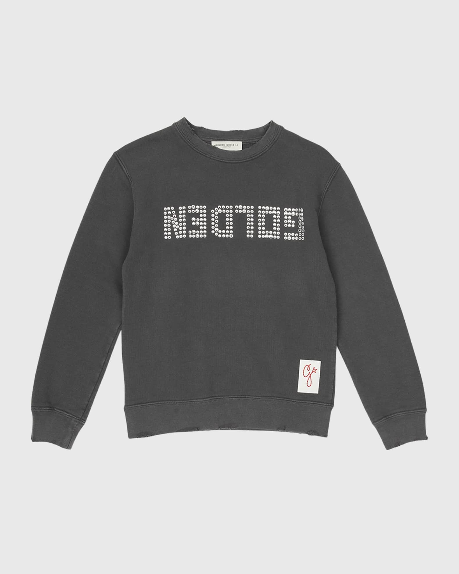 Girl's Golden Embellished Logo-Print Sweatshirt, Size 4-10 0