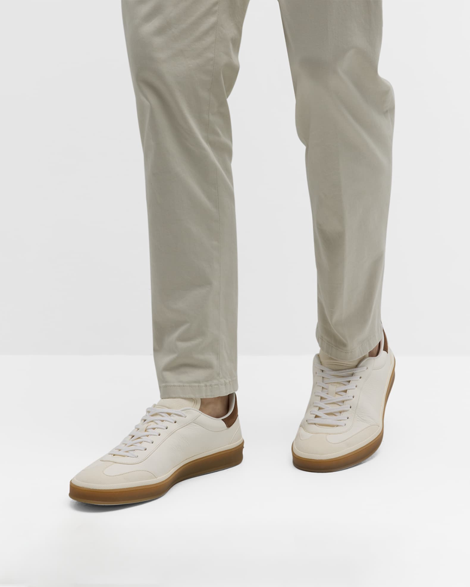 Loro Piana Men's Tennis Walk Leather Low-Top Sneakers | Neiman Marcus