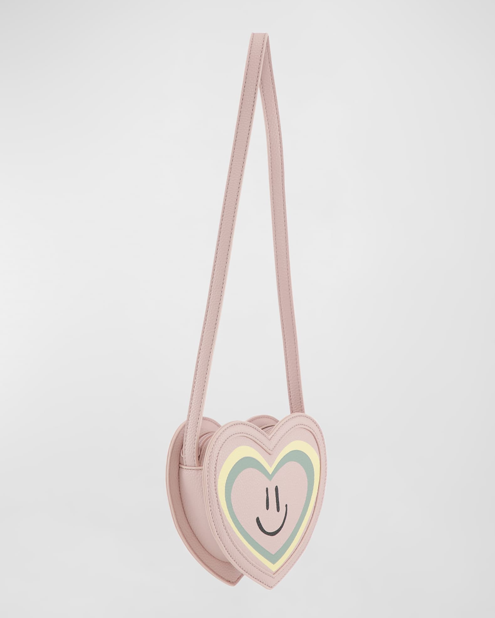 Aura Heart Bag - Petal Blush - Pink heart bag with smiley face on the front  - Molo