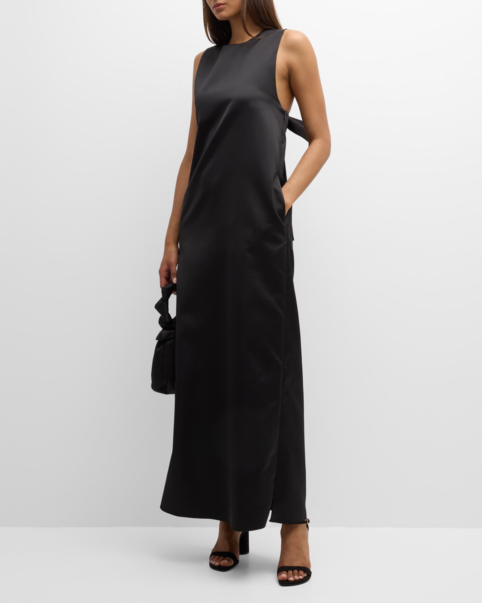 Co Knotted Long Satin Dress | Neiman Marcus
