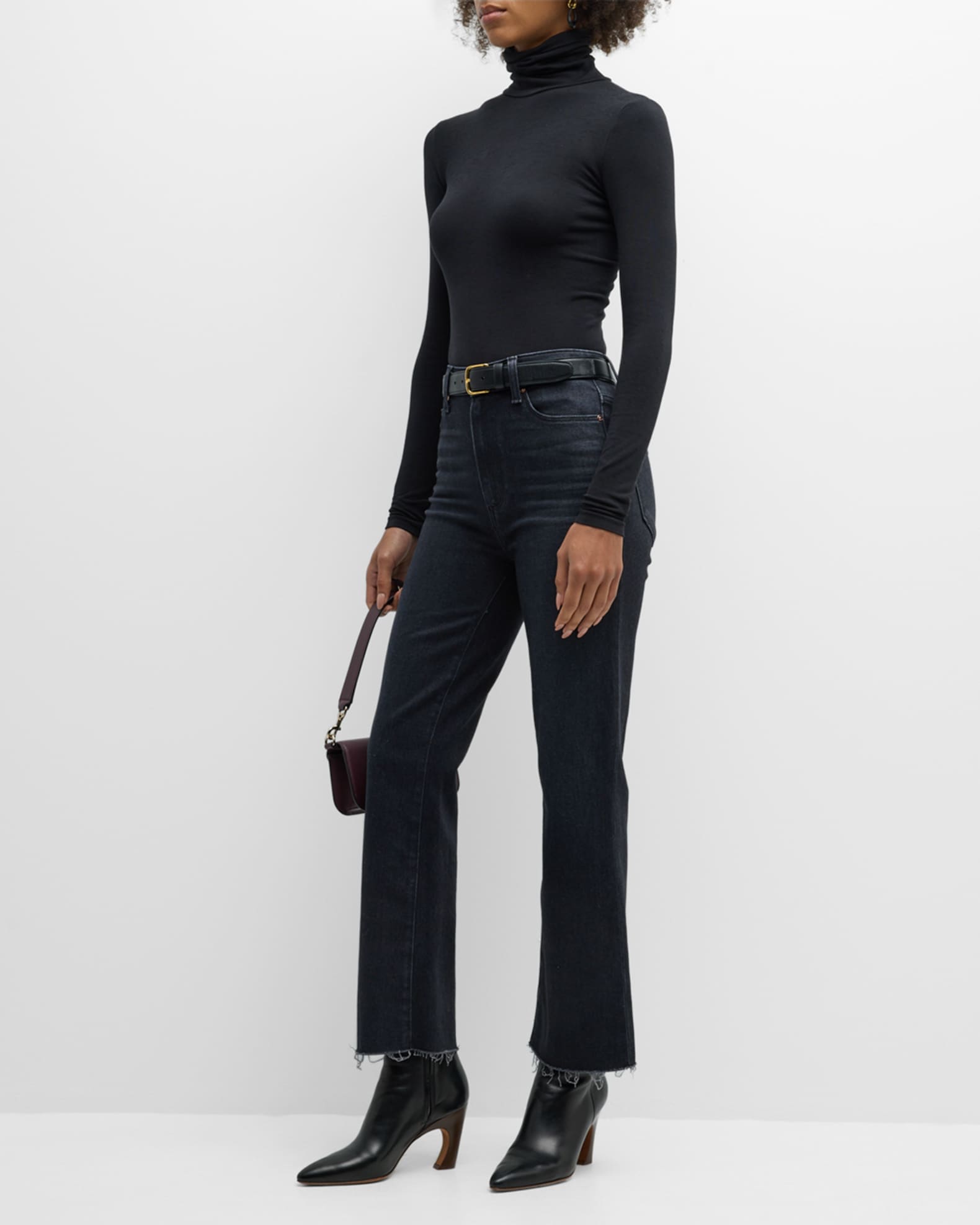 PAIGE Claudine Relaxed Flare Raw Hem Jeans | Neiman Marcus