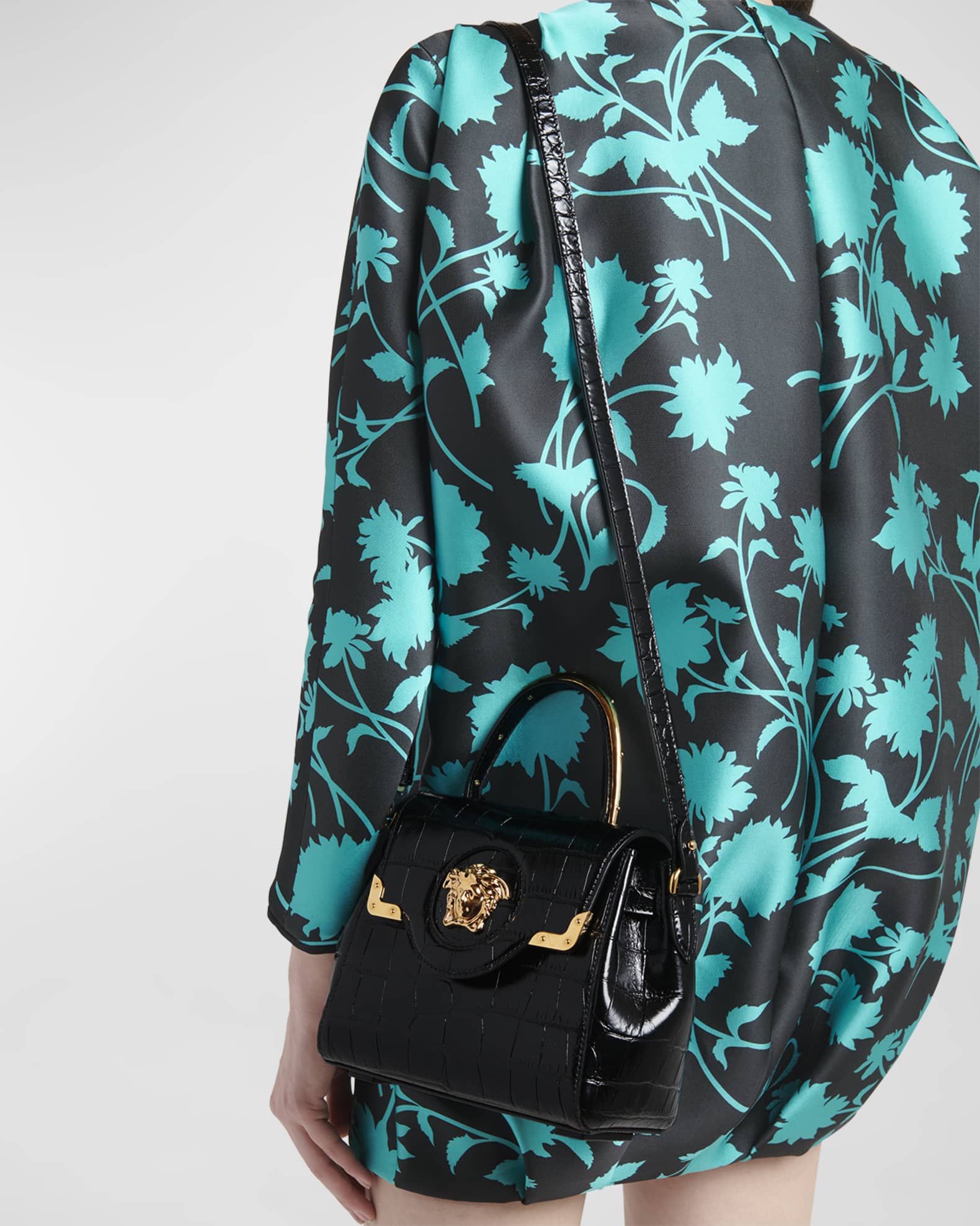 Shop Versace Beaded Micro La Medusa Top-Handle Bag