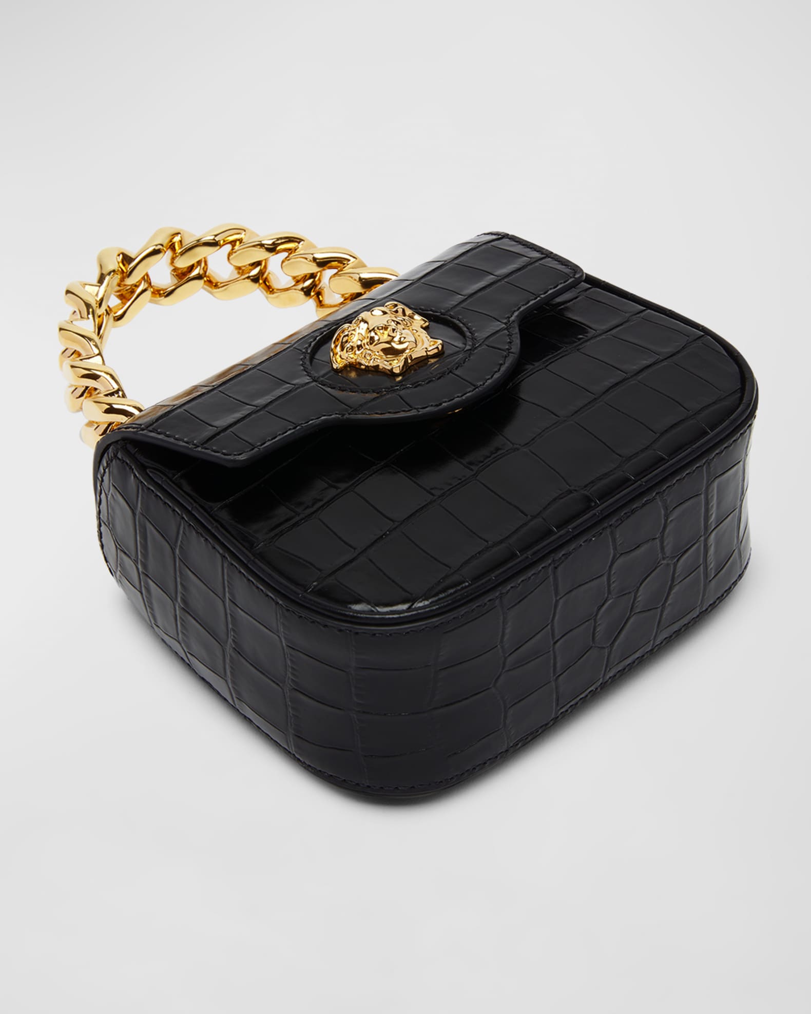 Small Medusa '95 Croc-Embossed Leather Top Handle Bag main image 1