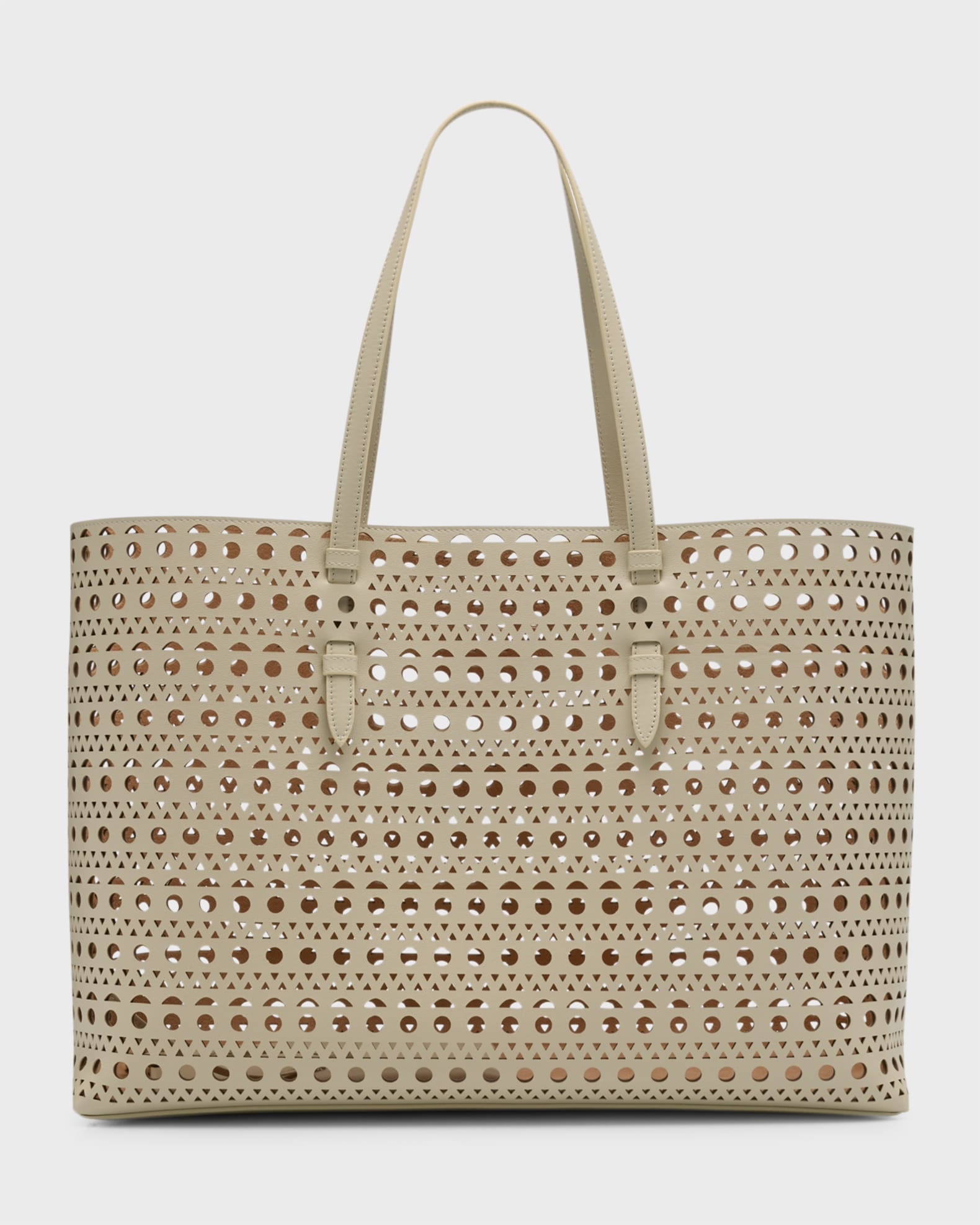 Mina 44 East West Tote in Optical Perforated Leather Neiman Marcus