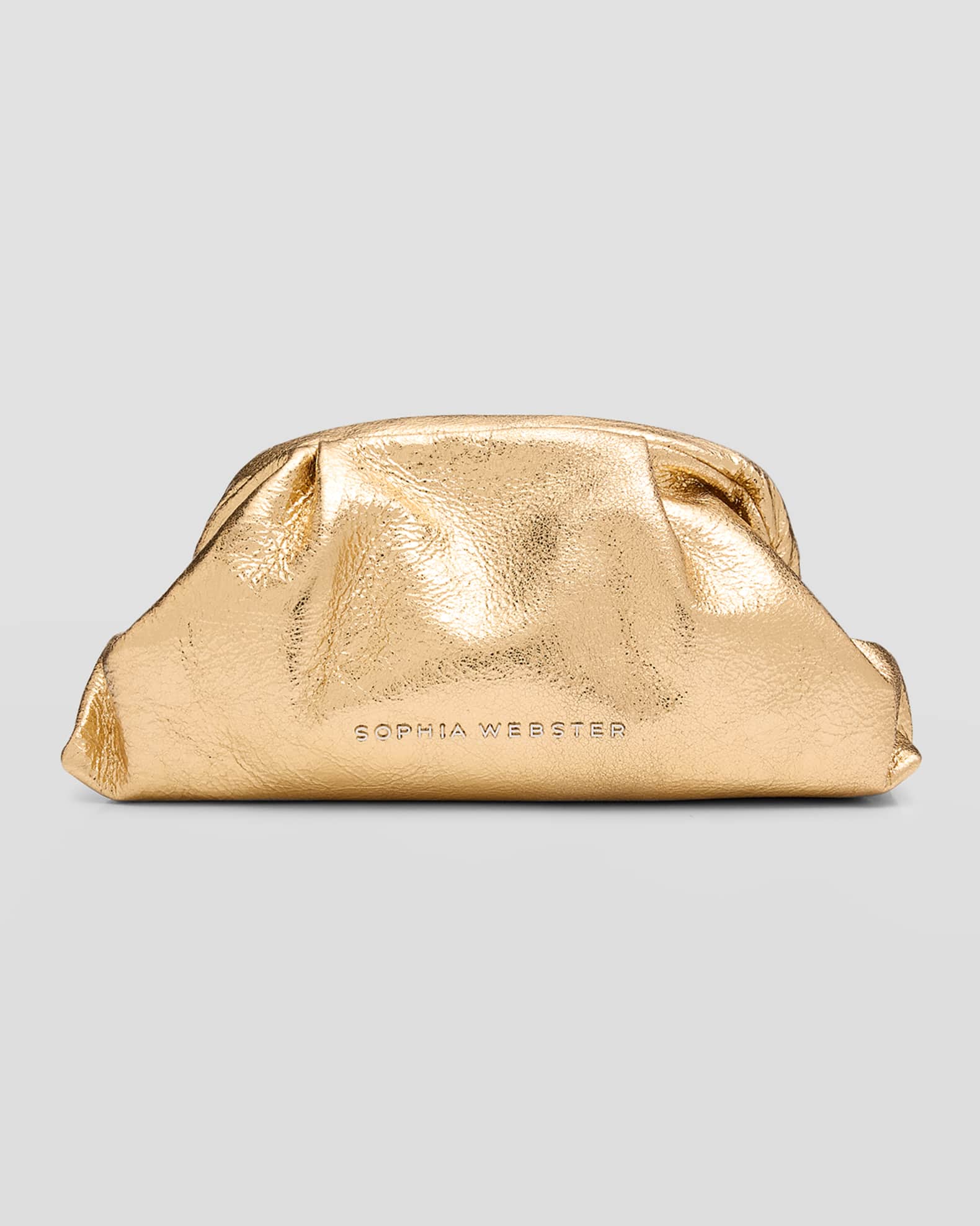 Sophia Webster Duchess Metallic Pouch Clutch Bag | Neiman Marcus