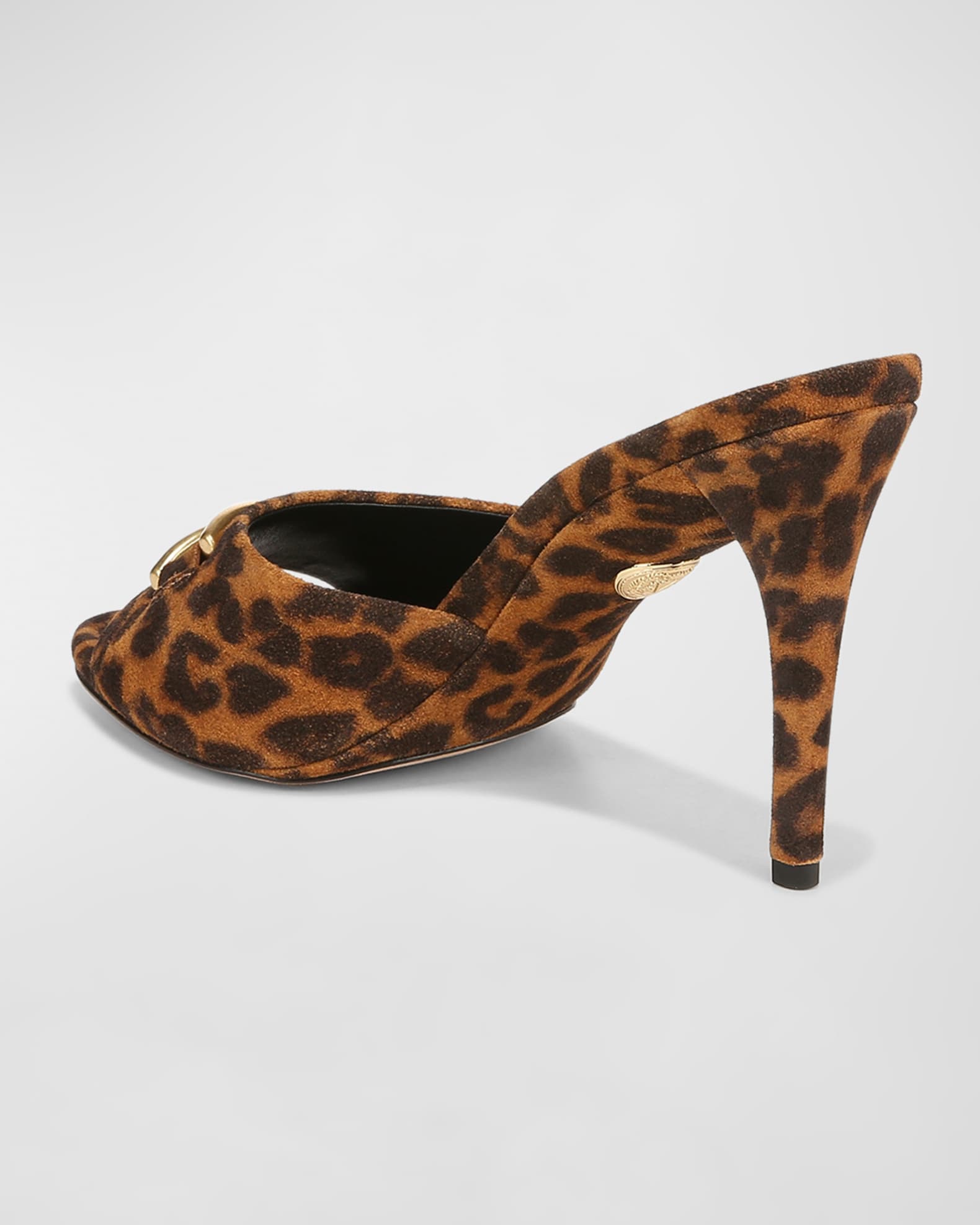 Veronica Beard Mirren Leopard Chain Stiletto Mule Sandals | Neiman Marcus
